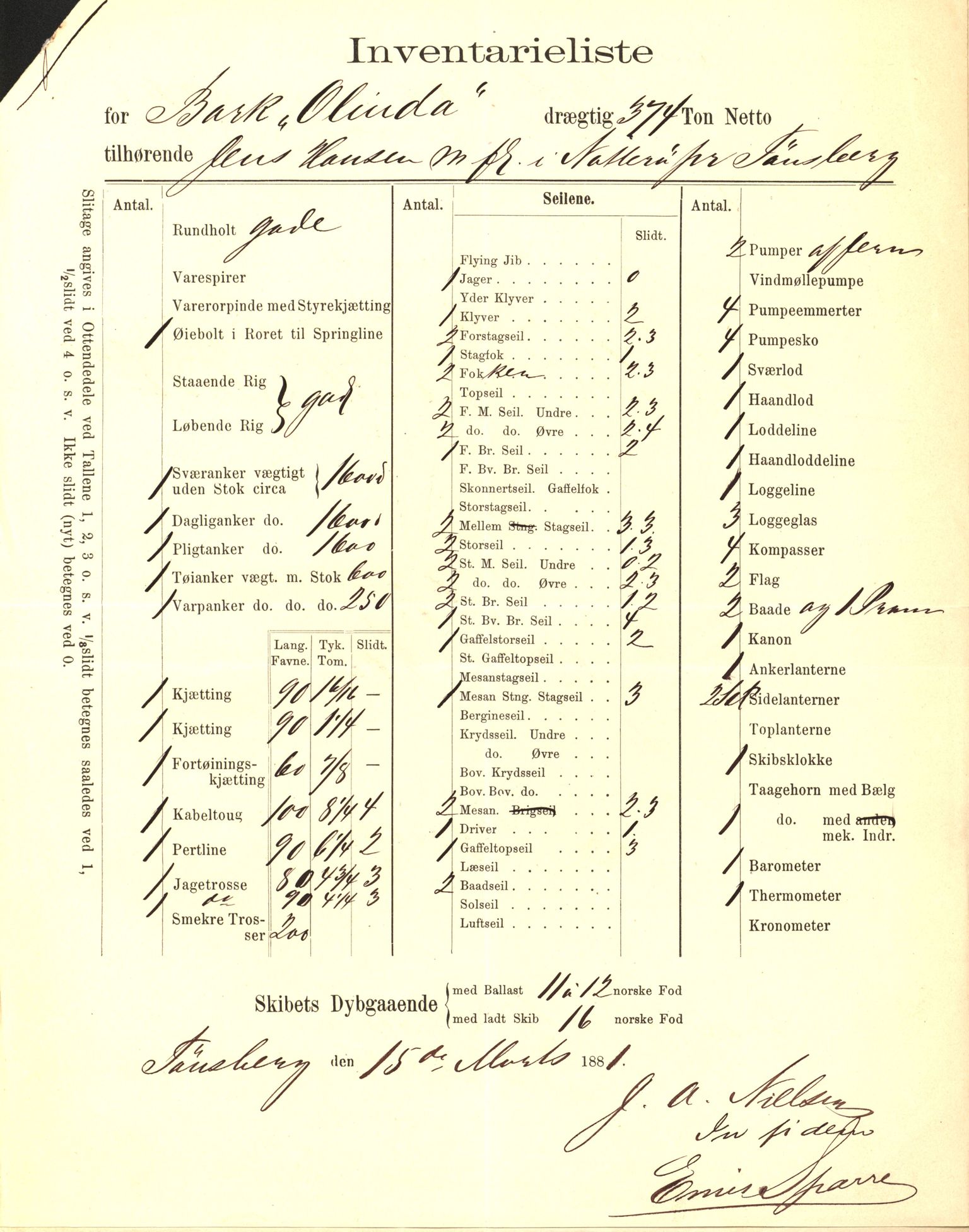 Pa 63 - Østlandske skibsassuranceforening, VEMU/A-1079/G/Ga/L0014/0009: Havaridokumenter / Peter, Olinda, Prinds Chr. August, Poseidon, 1882, s. 40