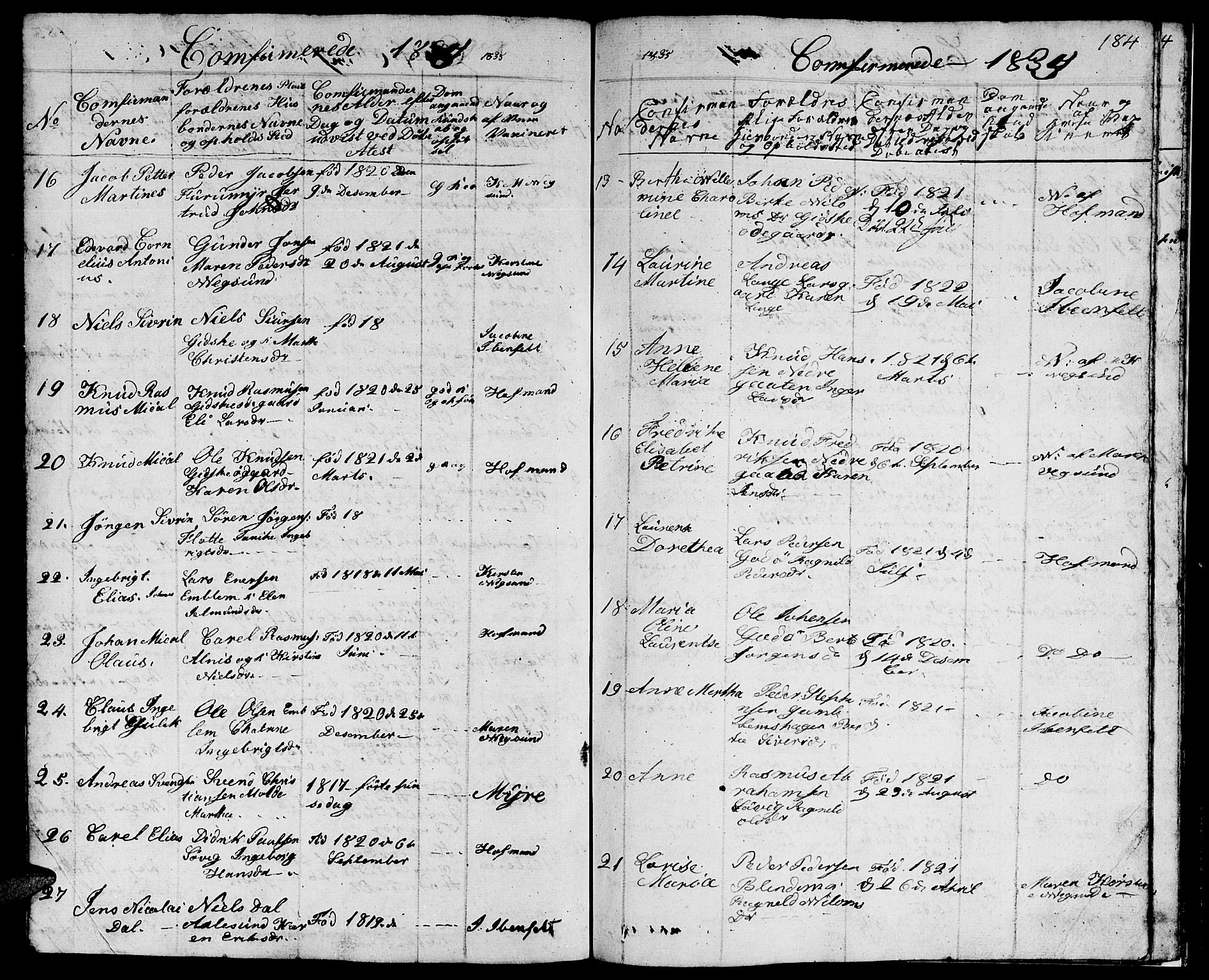 Ministerialprotokoller, klokkerbøker og fødselsregistre - Møre og Romsdal, AV/SAT-A-1454/528/L0425: Klokkerbok nr. 528C06, 1827-1840, s. 184