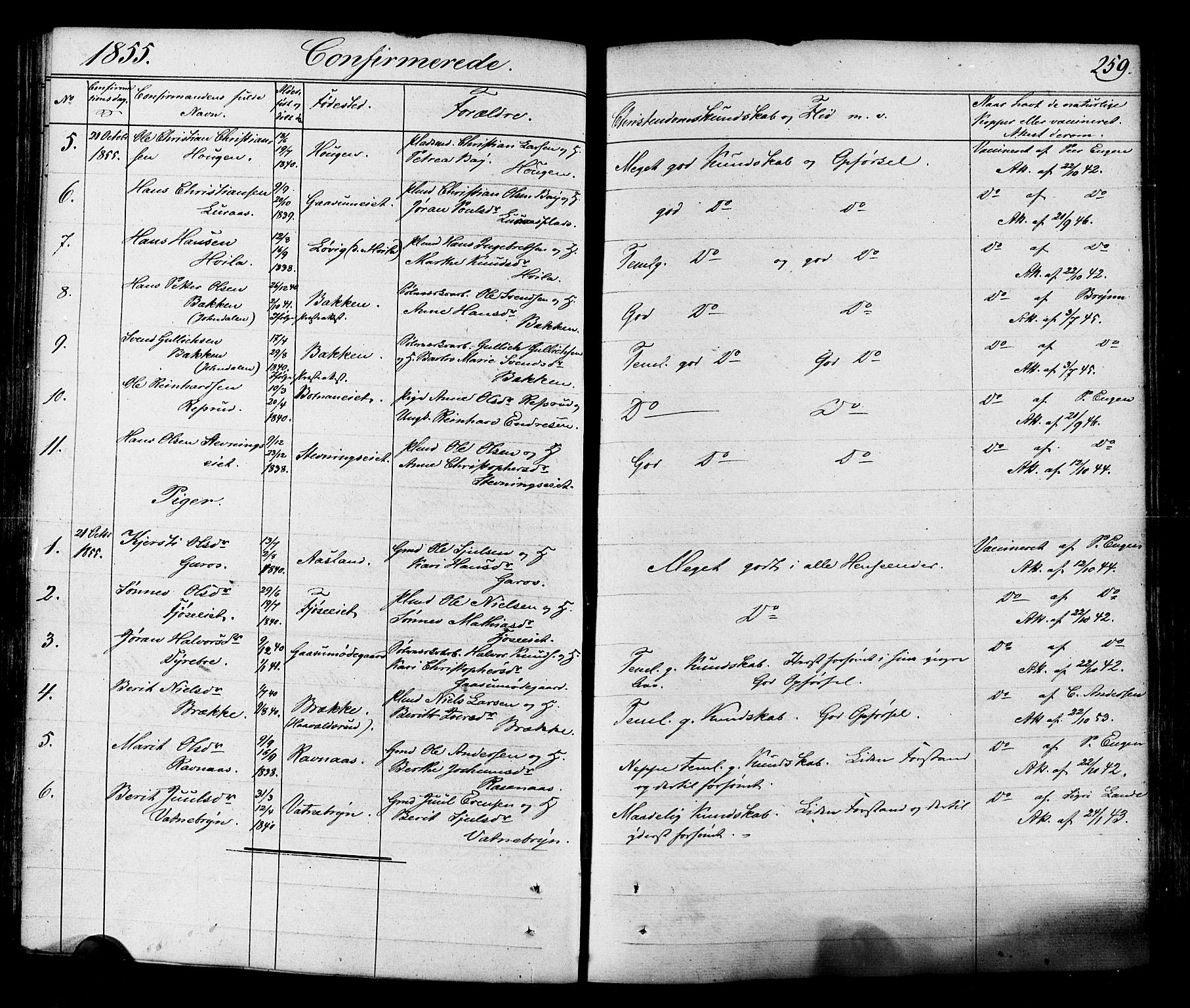 Flesberg kirkebøker, AV/SAKO-A-18/F/Fa/L0006: Ministerialbok nr. I 6, 1834-1860, s. 259
