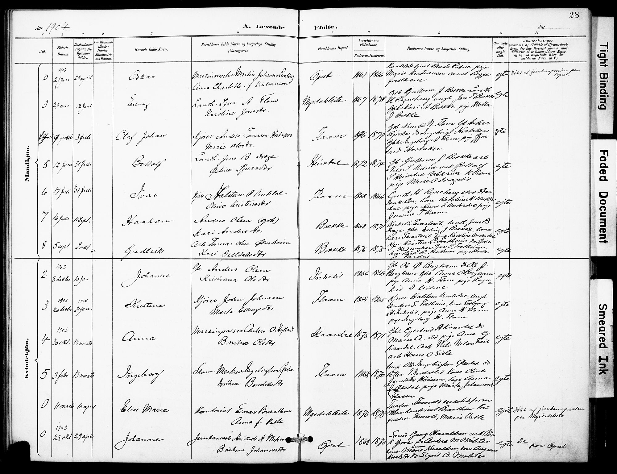 Aurland sokneprestembete, AV/SAB-A-99937/H/Hb/Hbb/L0002: Klokkerbok nr. B 2, 1887-1929, s. 28