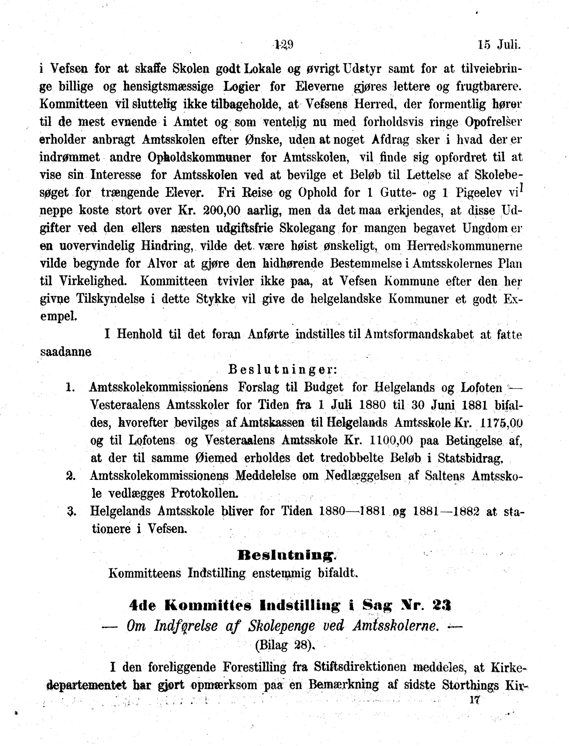 Nordland Fylkeskommune. Fylkestinget, AIN/NFK-17/176/A/Ac/L0013: Fylkestingsforhandlinger 1880, 1880