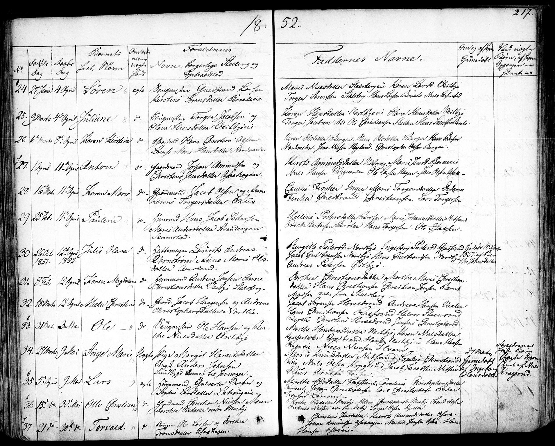 Skedsmo prestekontor Kirkebøker, AV/SAO-A-10033a/F/Fa/L0009: Ministerialbok nr. I 9, 1830-1853, s. 217