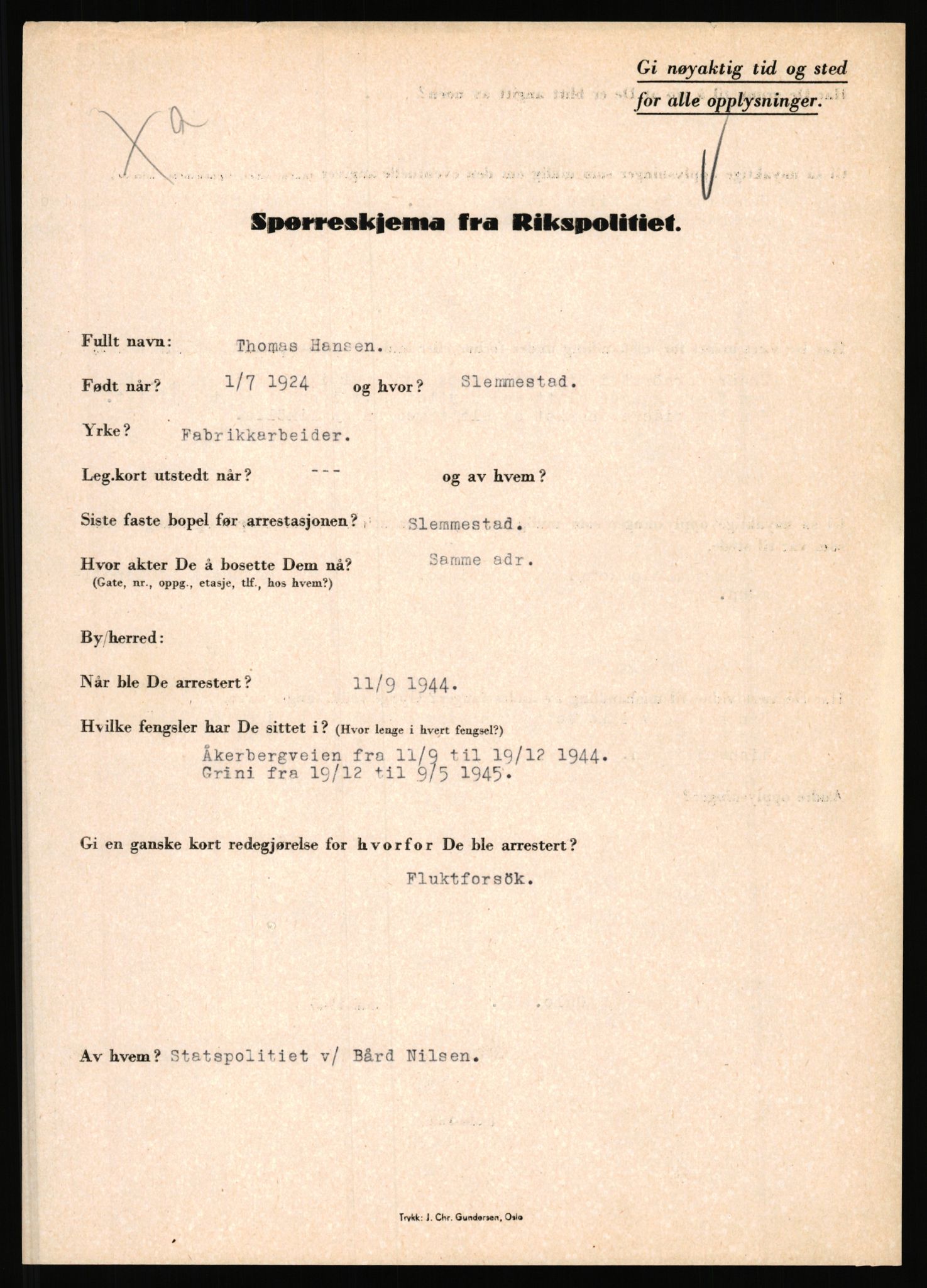 Rikspolitisjefen, AV/RA-S-1560/L/L0006: Hansen, Adolf Boye - Hemstad, Gunnar, 1940-1945, s. 514