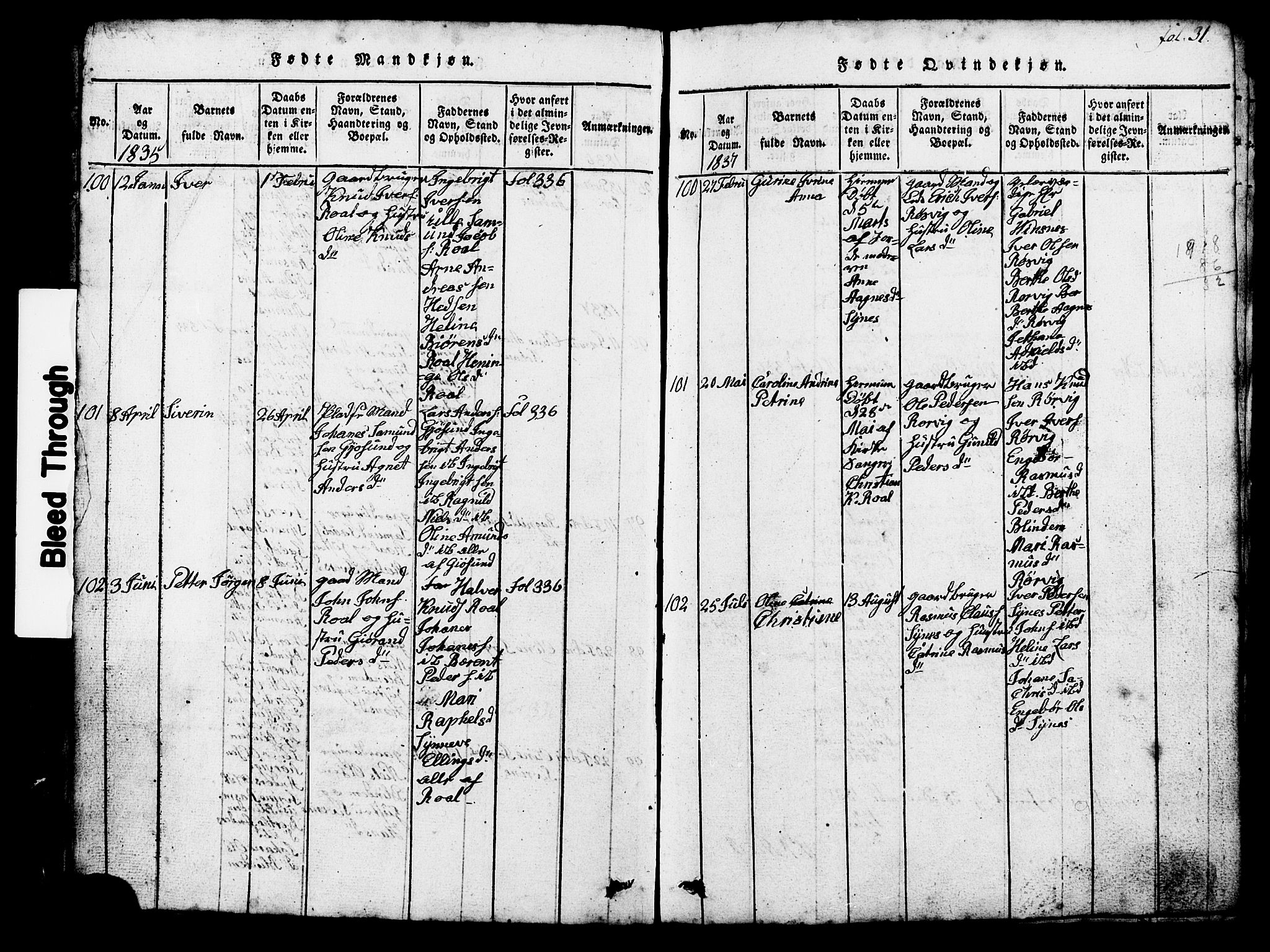 Ministerialprotokoller, klokkerbøker og fødselsregistre - Møre og Romsdal, SAT/A-1454/537/L0520: Klokkerbok nr. 537C01, 1819-1868, s. 31