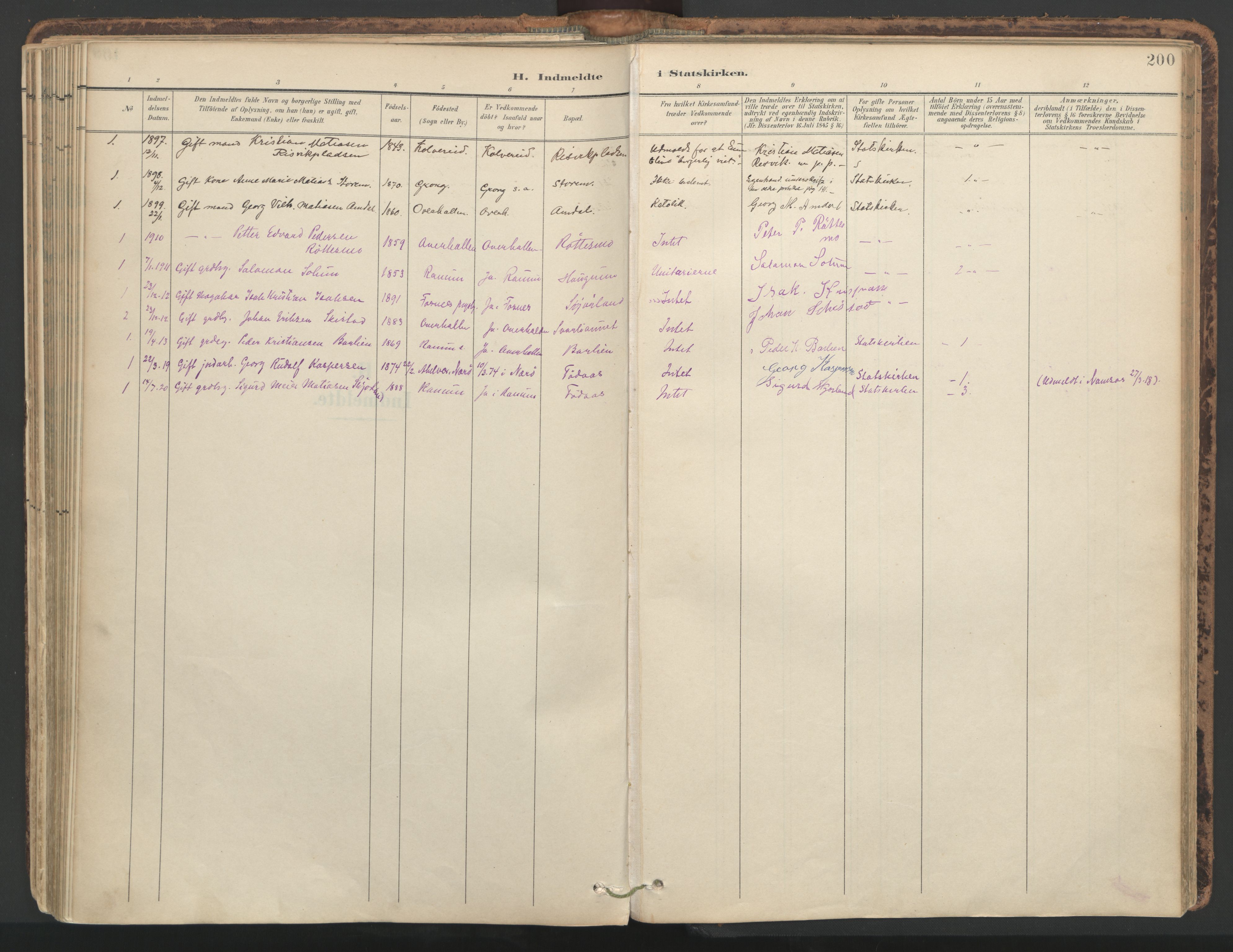 Ministerialprotokoller, klokkerbøker og fødselsregistre - Nord-Trøndelag, SAT/A-1458/764/L0556: Ministerialbok nr. 764A11, 1897-1924, s. 200