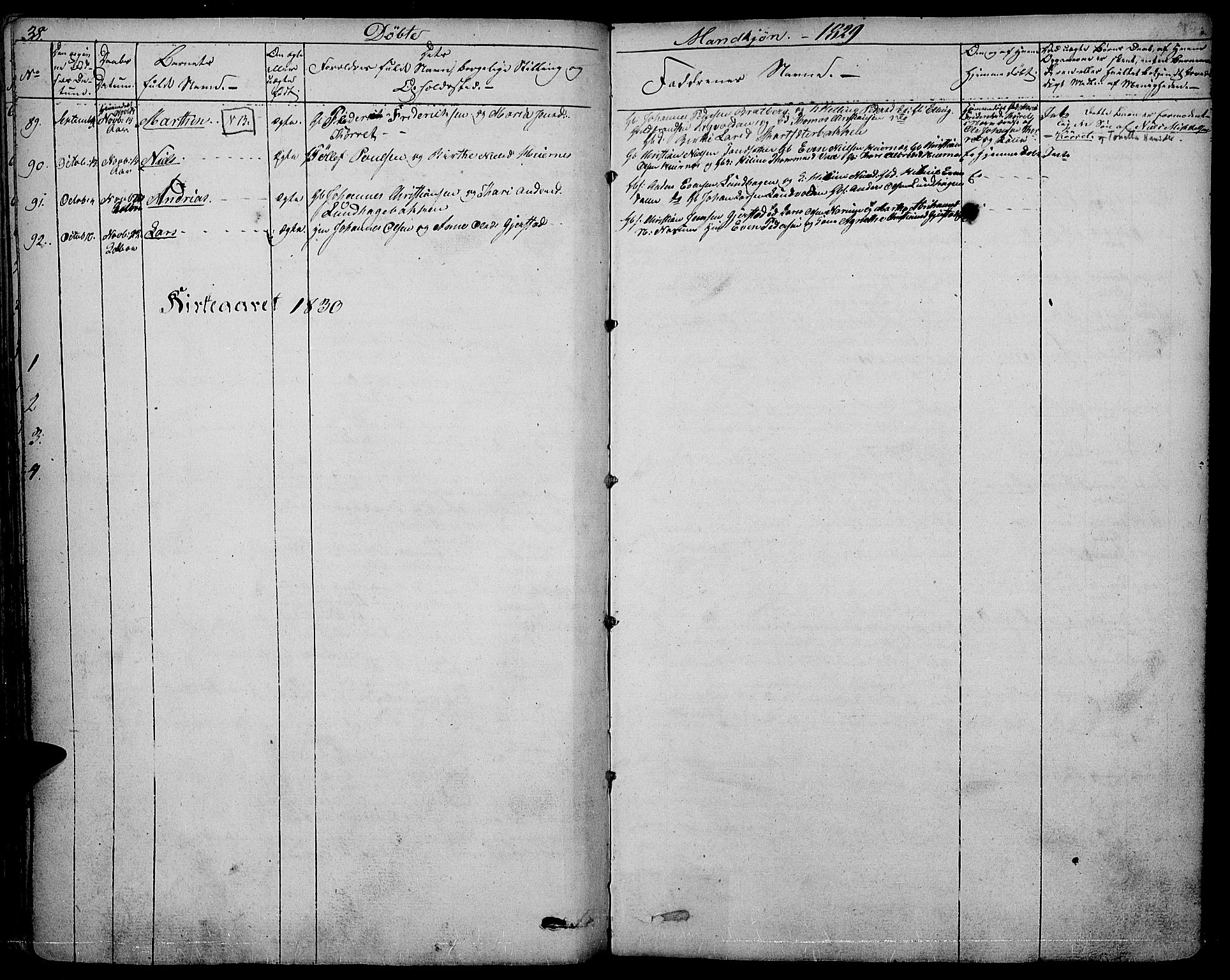Vestre Toten prestekontor, SAH/PREST-108/H/Ha/Haa/L0002: Ministerialbok nr. 2, 1825-1837, s. 38