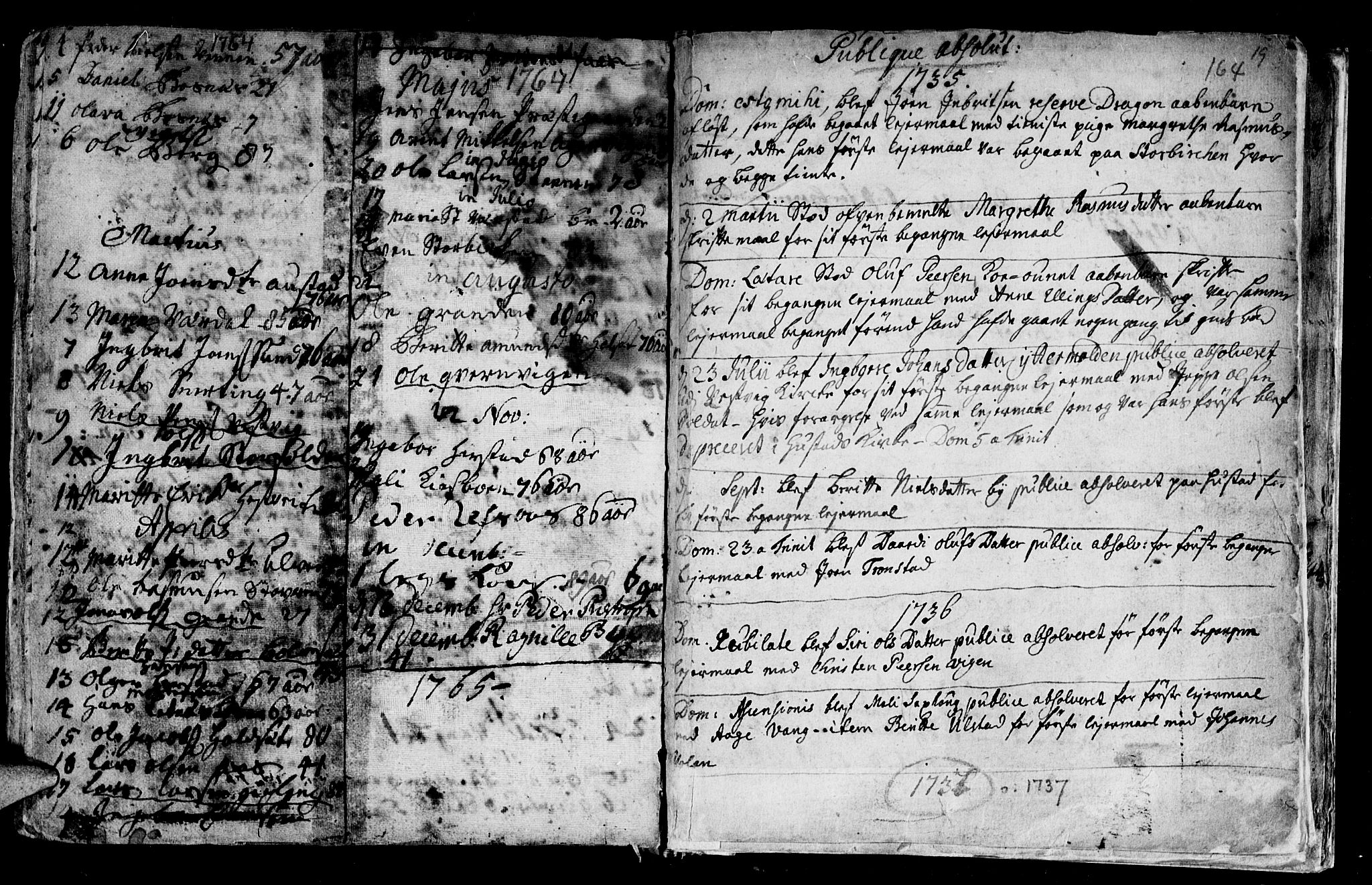 Ministerialprotokoller, klokkerbøker og fødselsregistre - Nord-Trøndelag, AV/SAT-A-1458/730/L0272: Ministerialbok nr. 730A01, 1733-1764, s. 164