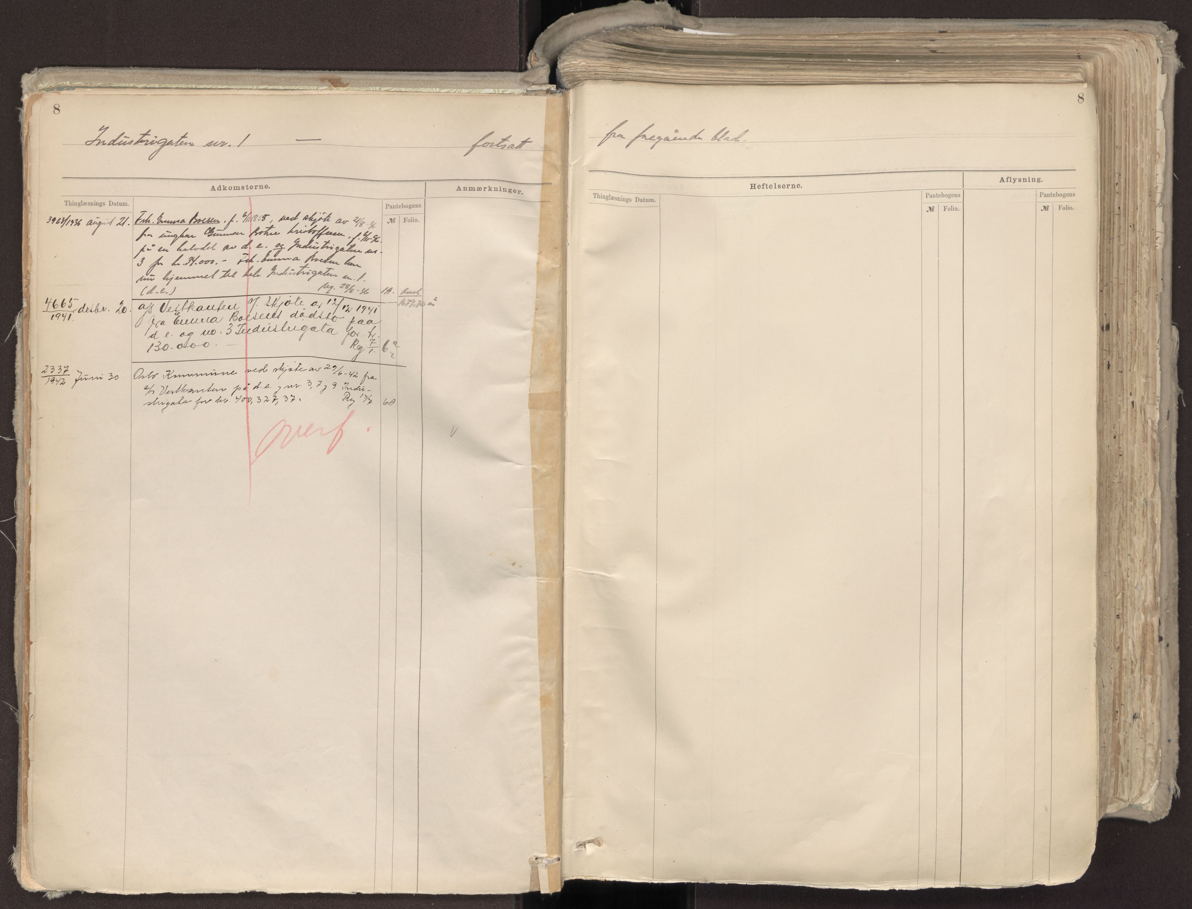 Oslo byskriverembete, AV/SAO-A-10227/G/Ga/Gab/Gabb/L0008: Panteregister nr. V, 1882-1950, s. 8