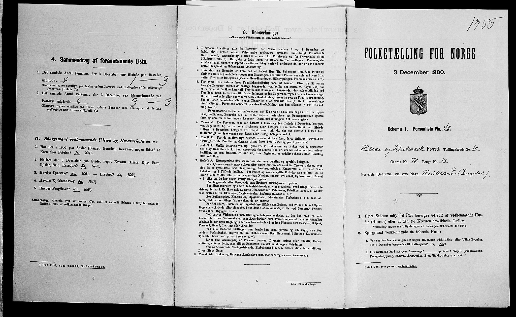 SAK, Folketelling 1900 for 1019 Halse og Harkmark herred, 1900, s. 1005