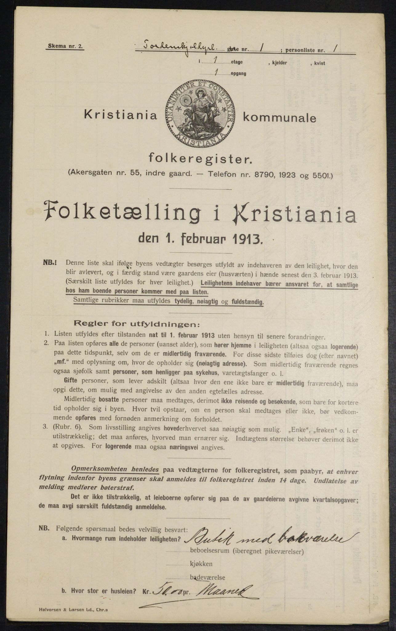 OBA, Kommunal folketelling 1.2.1913 for Kristiania, 1913, s. 113816