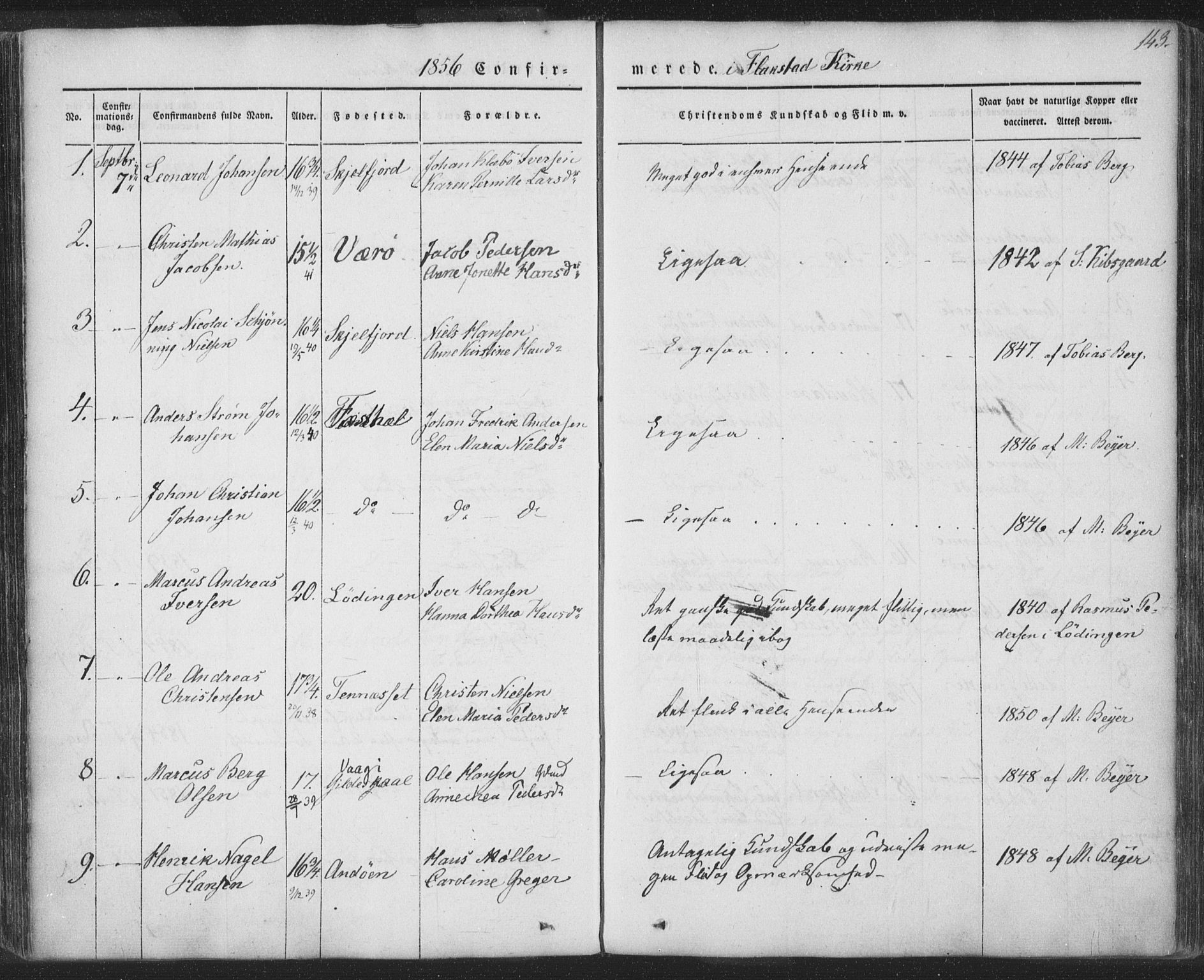 Ministerialprotokoller, klokkerbøker og fødselsregistre - Nordland, AV/SAT-A-1459/885/L1202: Ministerialbok nr. 885A03, 1838-1859, s. 143
