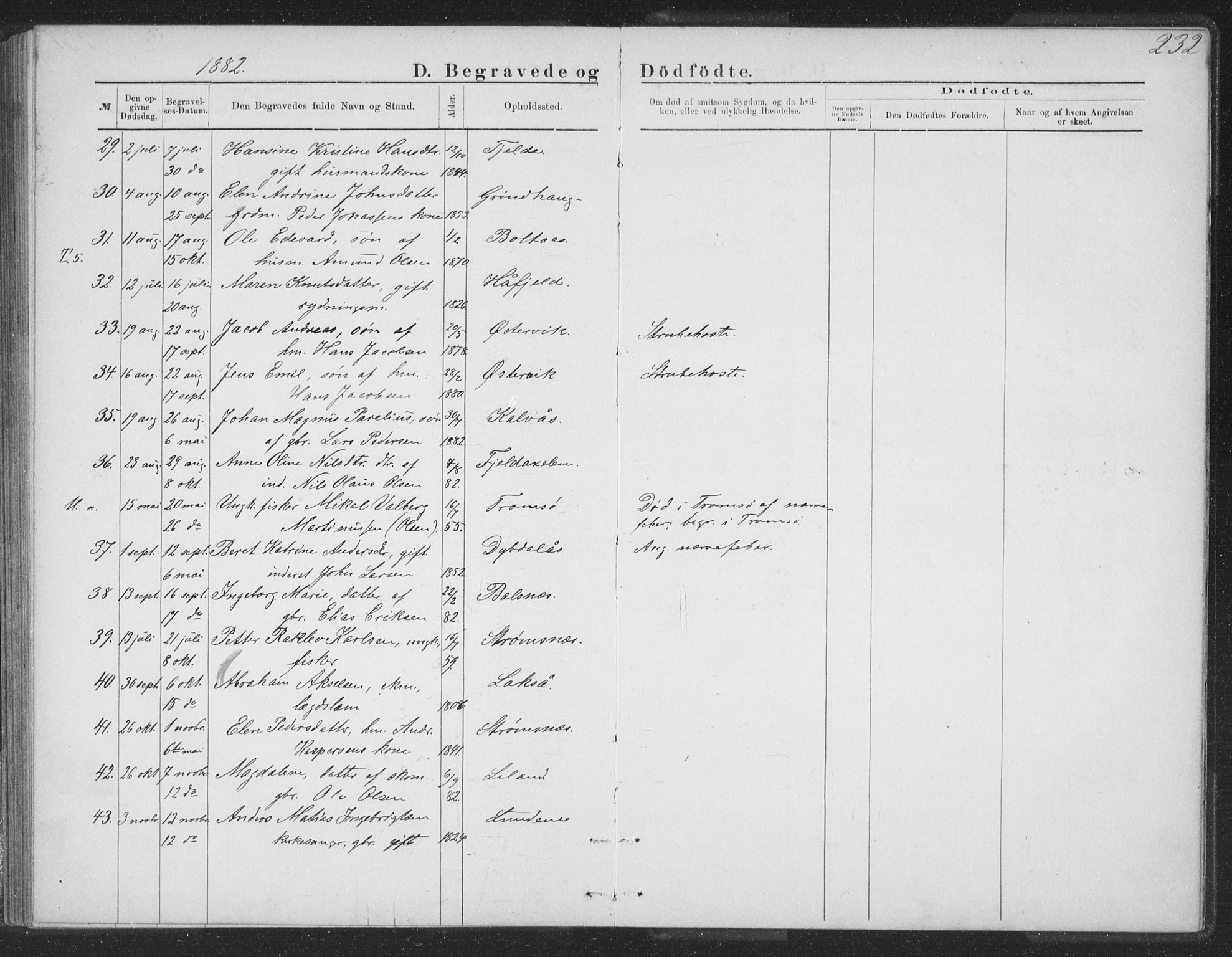 Ministerialprotokoller, klokkerbøker og fødselsregistre - Nordland, AV/SAT-A-1459/863/L0913: Klokkerbok nr. 863C03, 1877-1885, s. 232