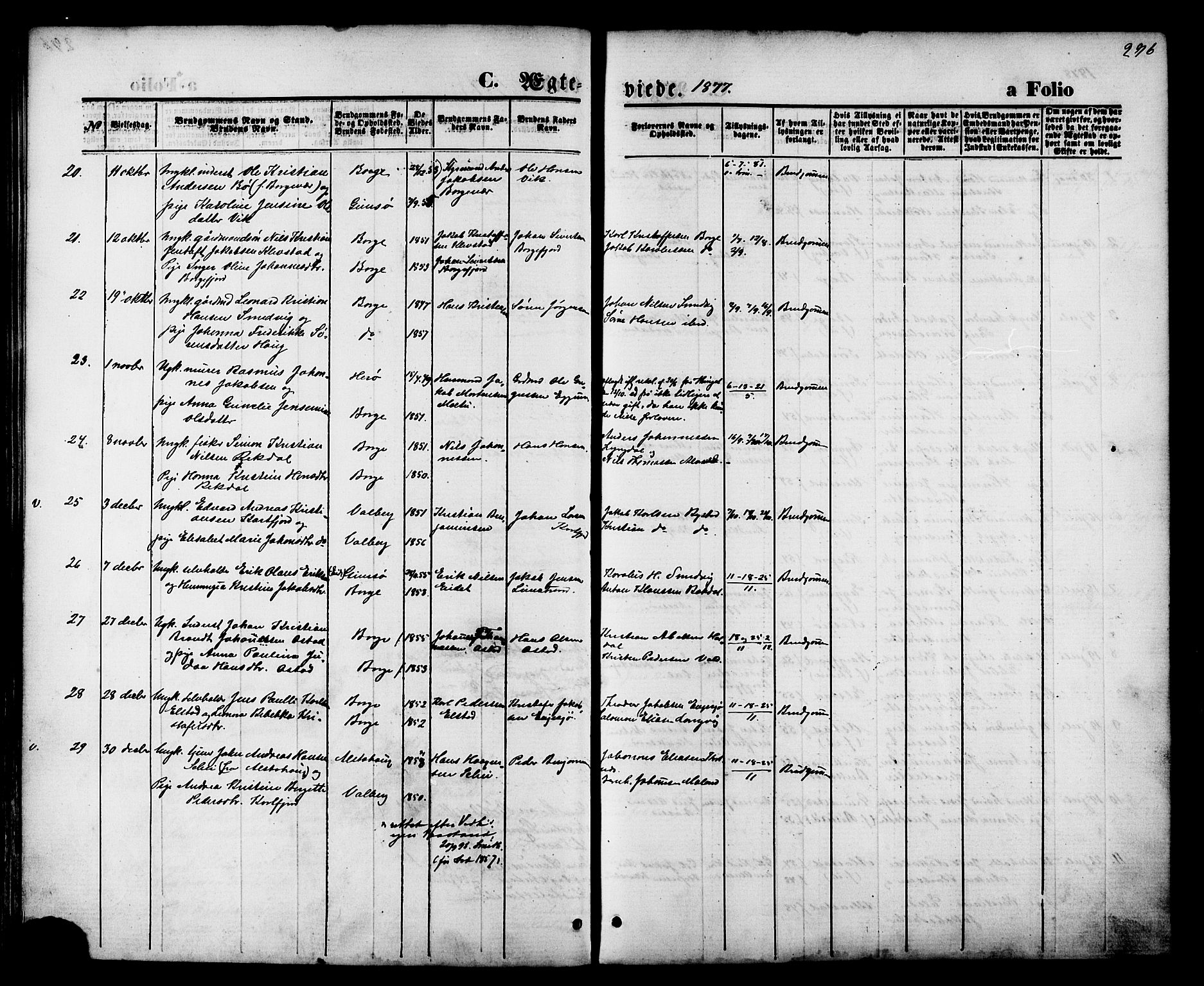 Ministerialprotokoller, klokkerbøker og fødselsregistre - Nordland, AV/SAT-A-1459/880/L1132: Ministerialbok nr. 880A06, 1869-1887, s. 296