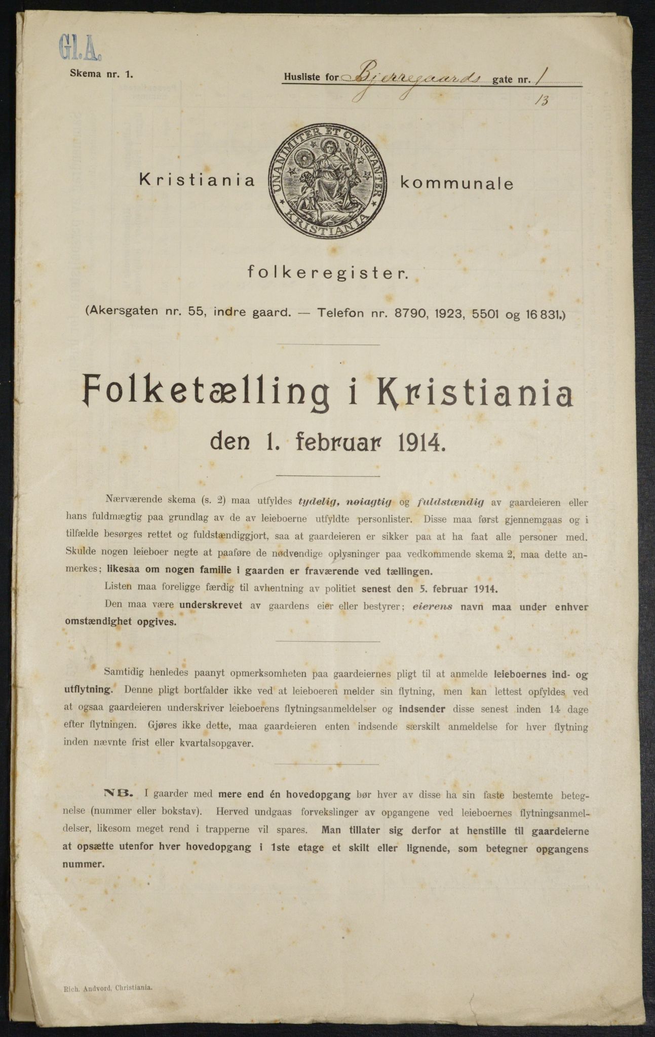 OBA, Kommunal folketelling 1.2.1914 for Kristiania, 1914, s. 5474