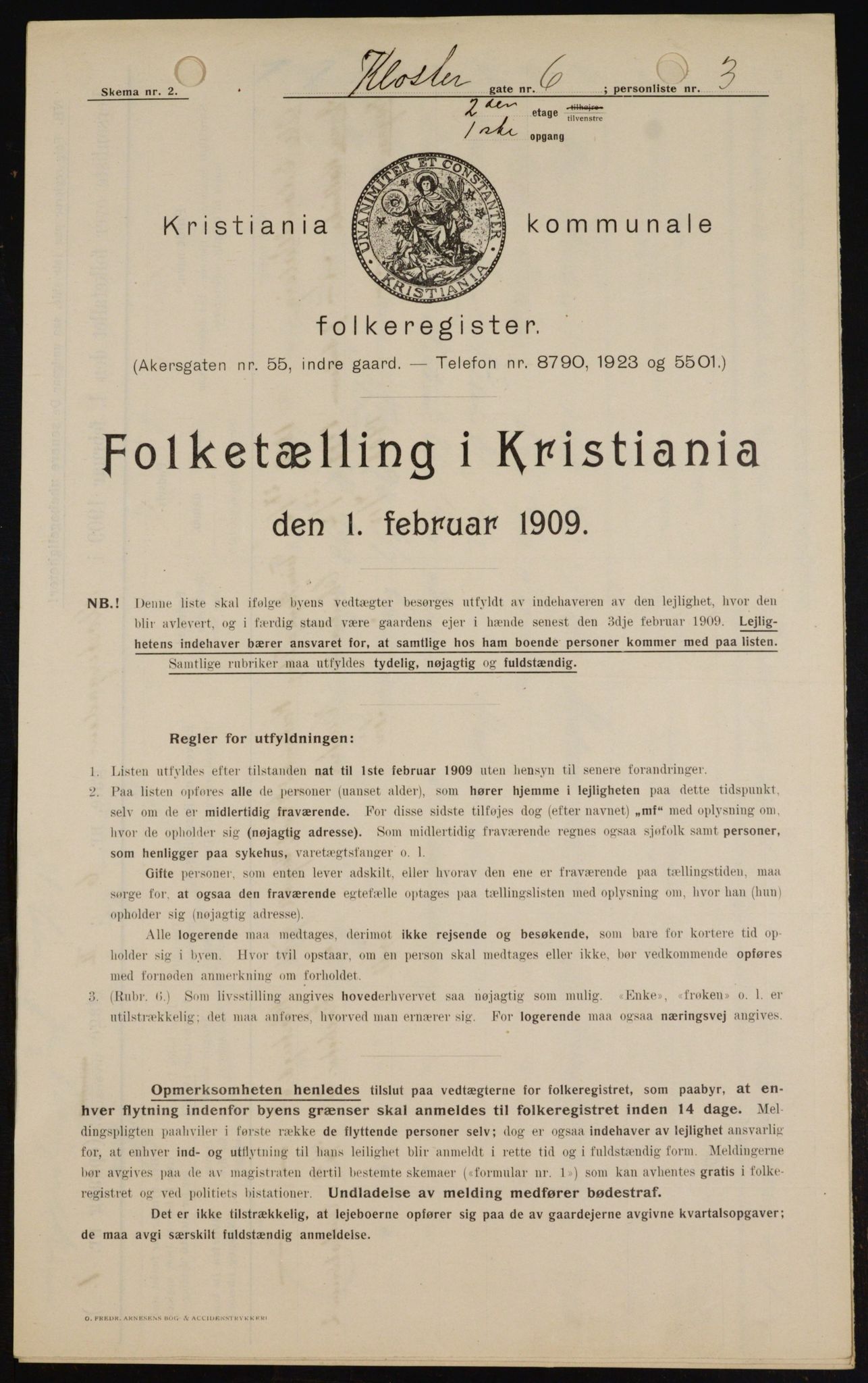 OBA, Kommunal folketelling 1.2.1909 for Kristiania kjøpstad, 1909, s. 47823