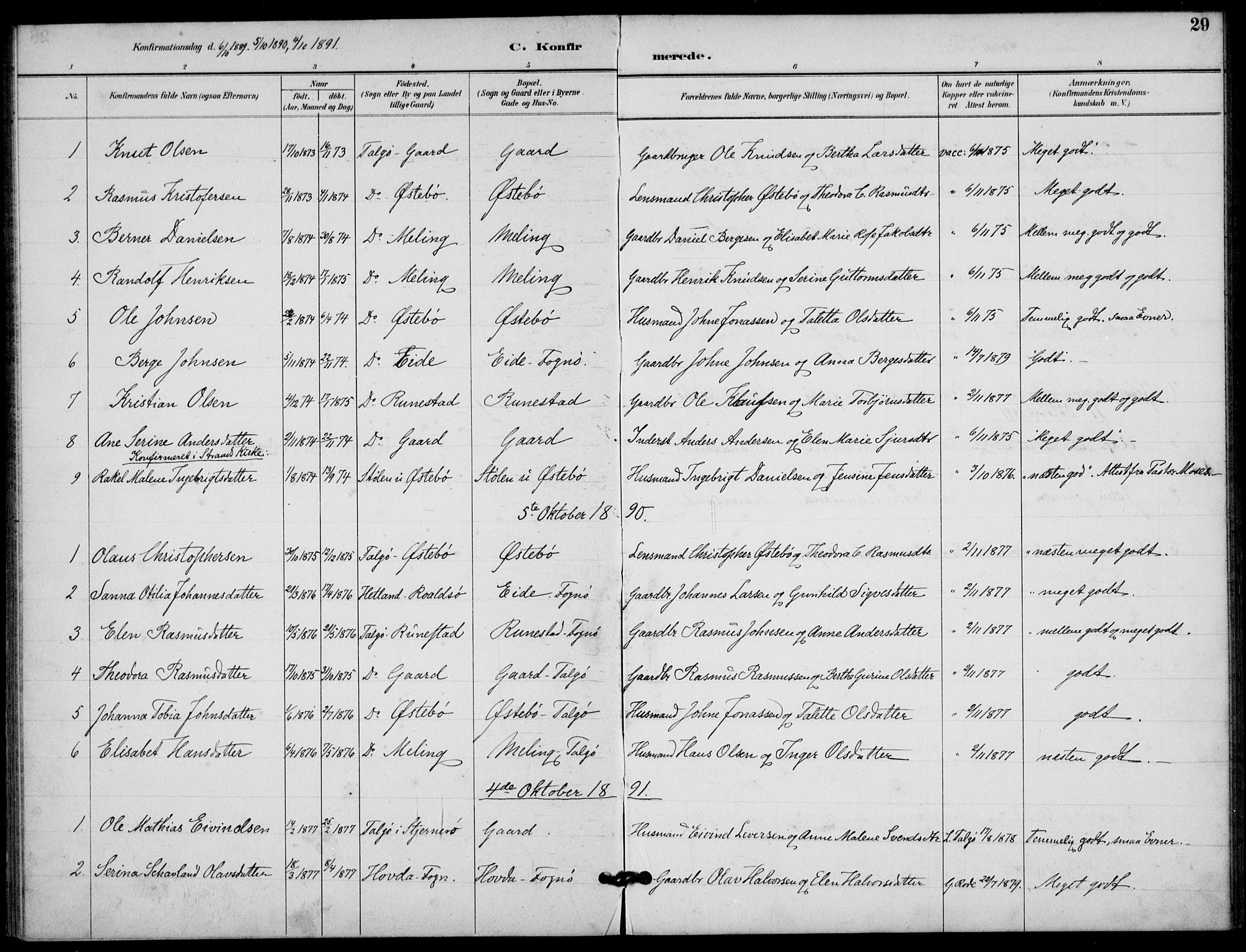 Finnøy sokneprestkontor, AV/SAST-A-101825/H/Ha/Haa/L0012: Ministerialbok nr. A 12, 1889-1917, s. 29