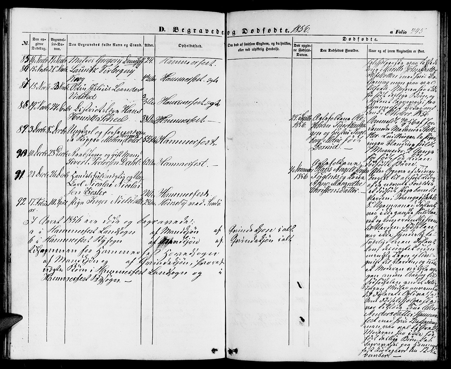 Hammerfest sokneprestkontor, AV/SATØ-S-1347/H/Hb/L0002.klokk: Klokkerbok nr. 2, 1851-1861, s. 245