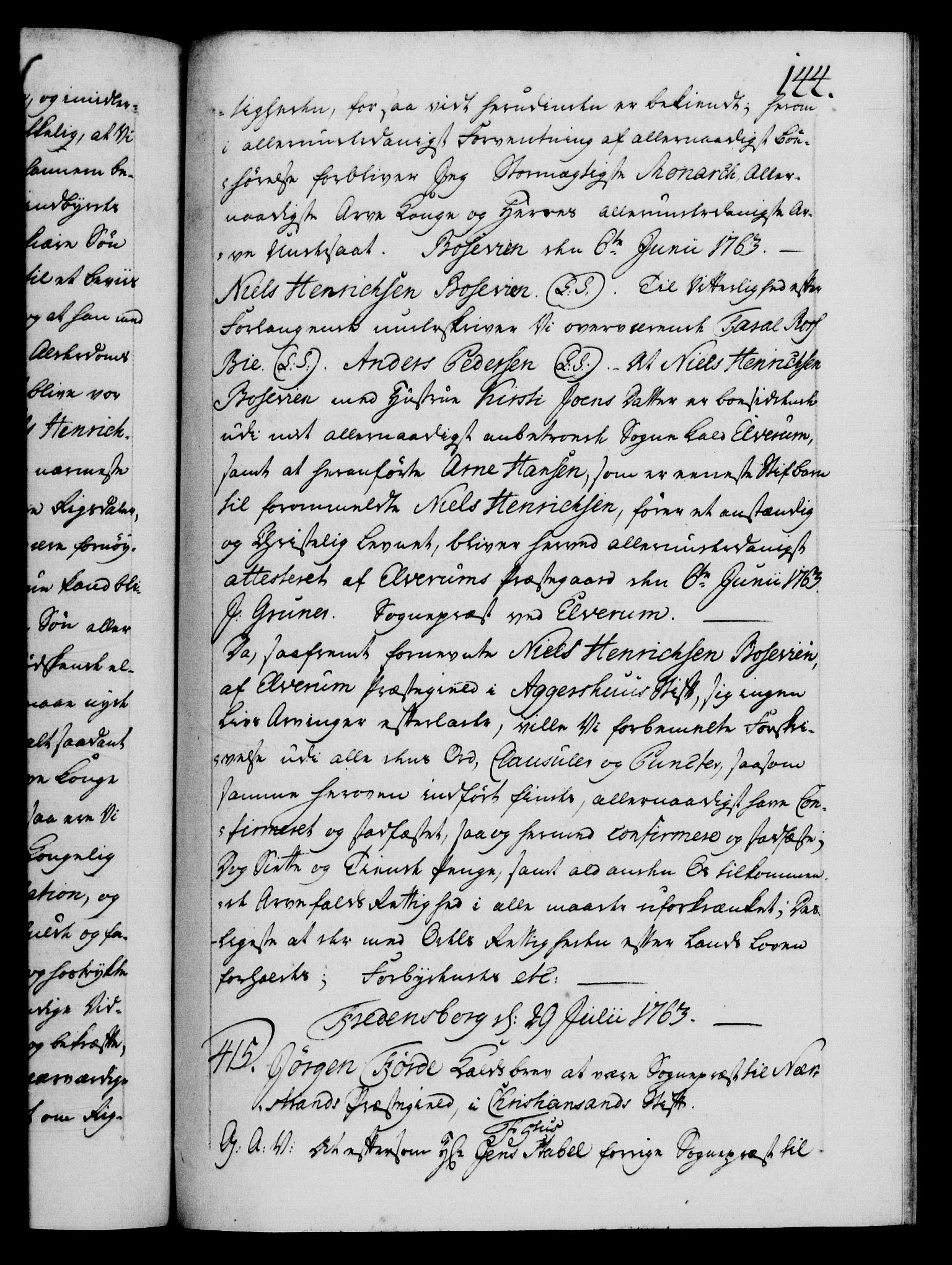 Danske Kanselli 1572-1799, AV/RA-EA-3023/F/Fc/Fca/Fcaa/L0042: Norske registre, 1763-1766, s. 144a