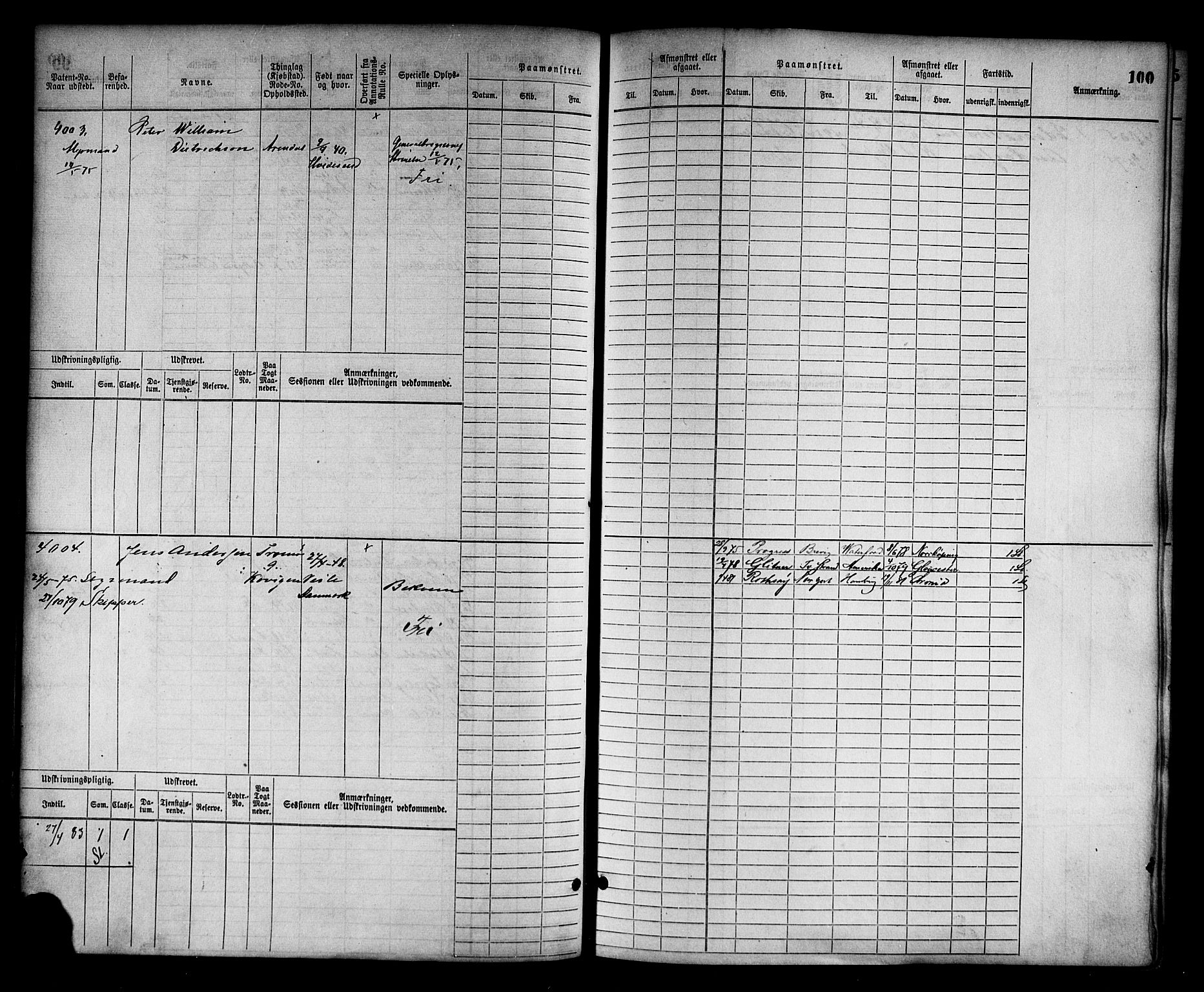 Arendal mønstringskrets, AV/SAK-2031-0012/F/Fb/L0015: Hovedrulle nr 3807-4568, S-13, 1872-1900, s. 105