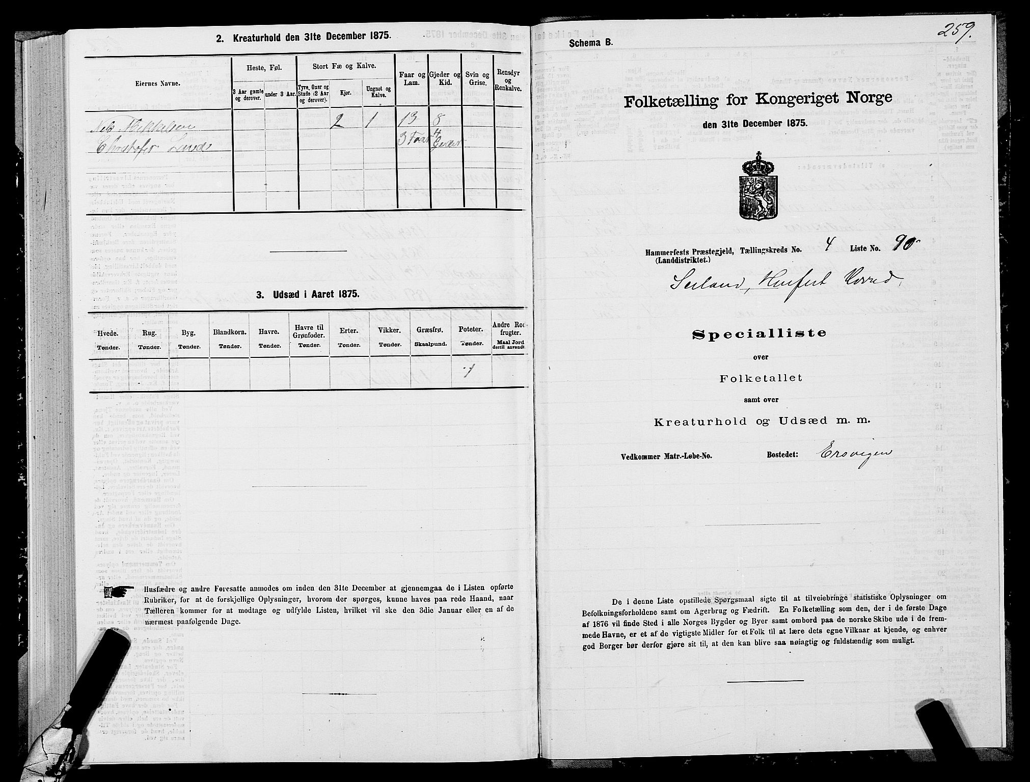 SATØ, Folketelling 1875 for 2016L Hammerfest prestegjeld, Hammerfest landsokn og Kvalsund sokn, 1875, s. 1259