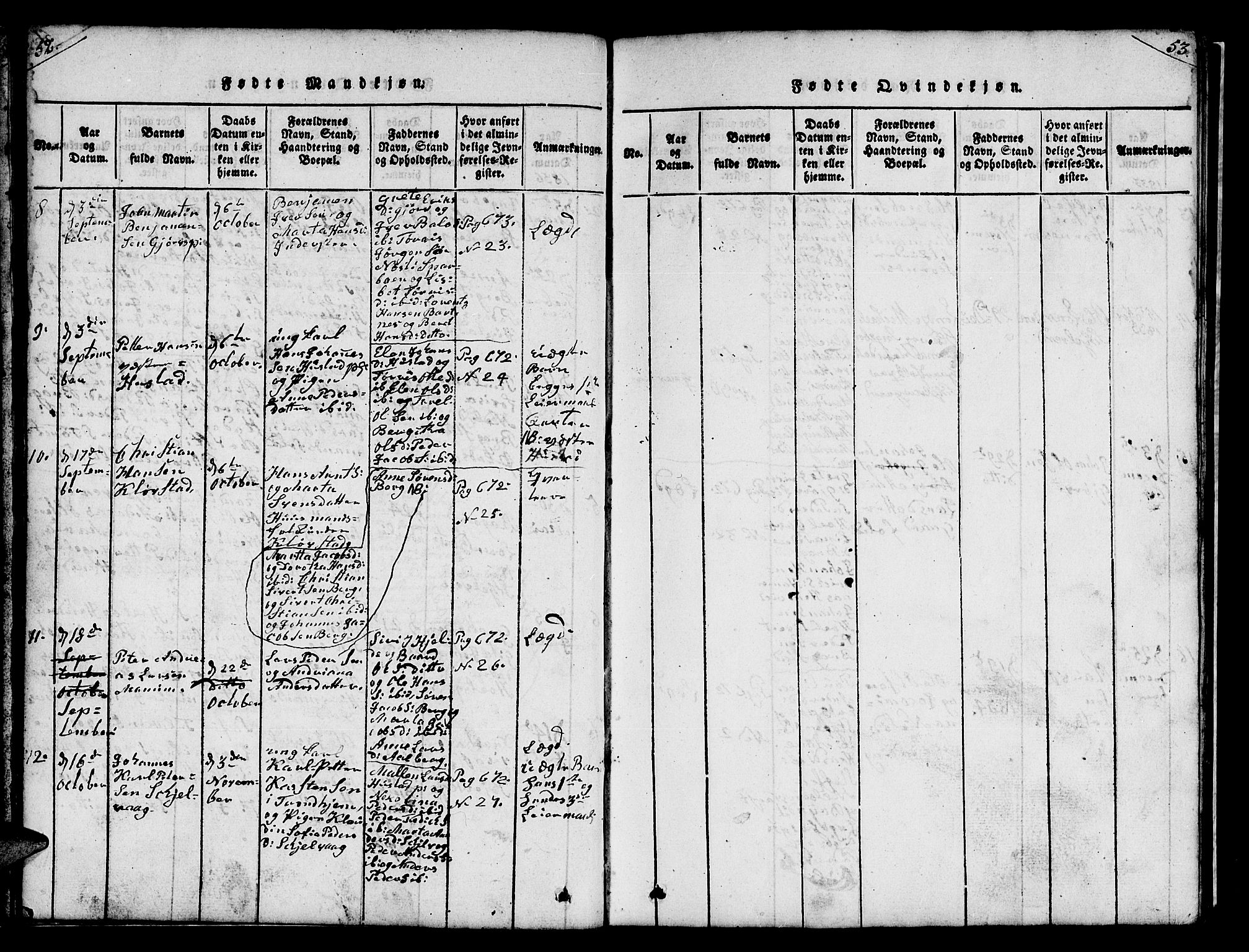 Ministerialprotokoller, klokkerbøker og fødselsregistre - Nord-Trøndelag, SAT/A-1458/732/L0317: Klokkerbok nr. 732C01, 1816-1881, s. 52-53
