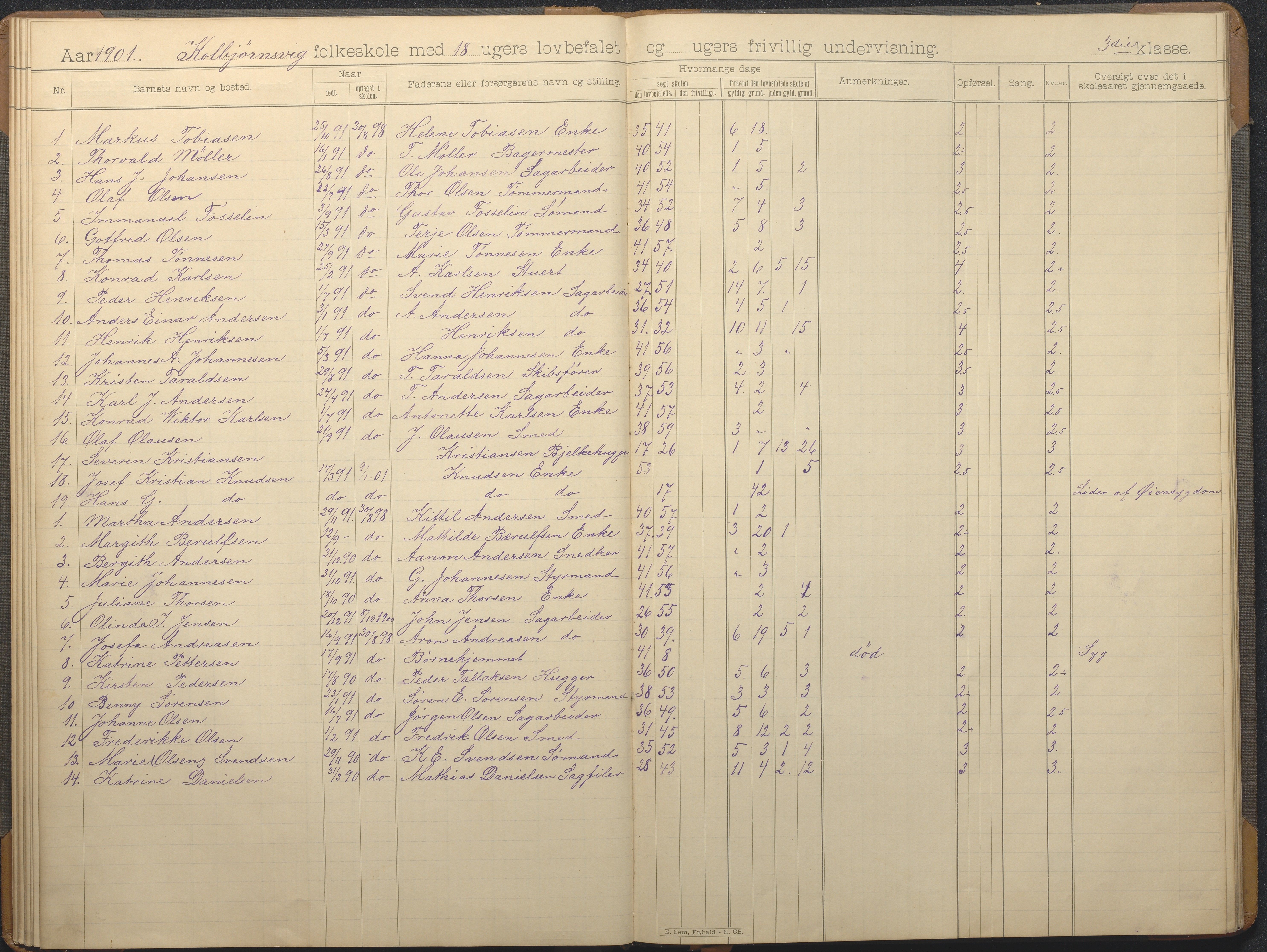 Hisøy kommune frem til 1991, AAKS/KA0922-PK/32/L0014: Skoleprotokoll, 1893-1909