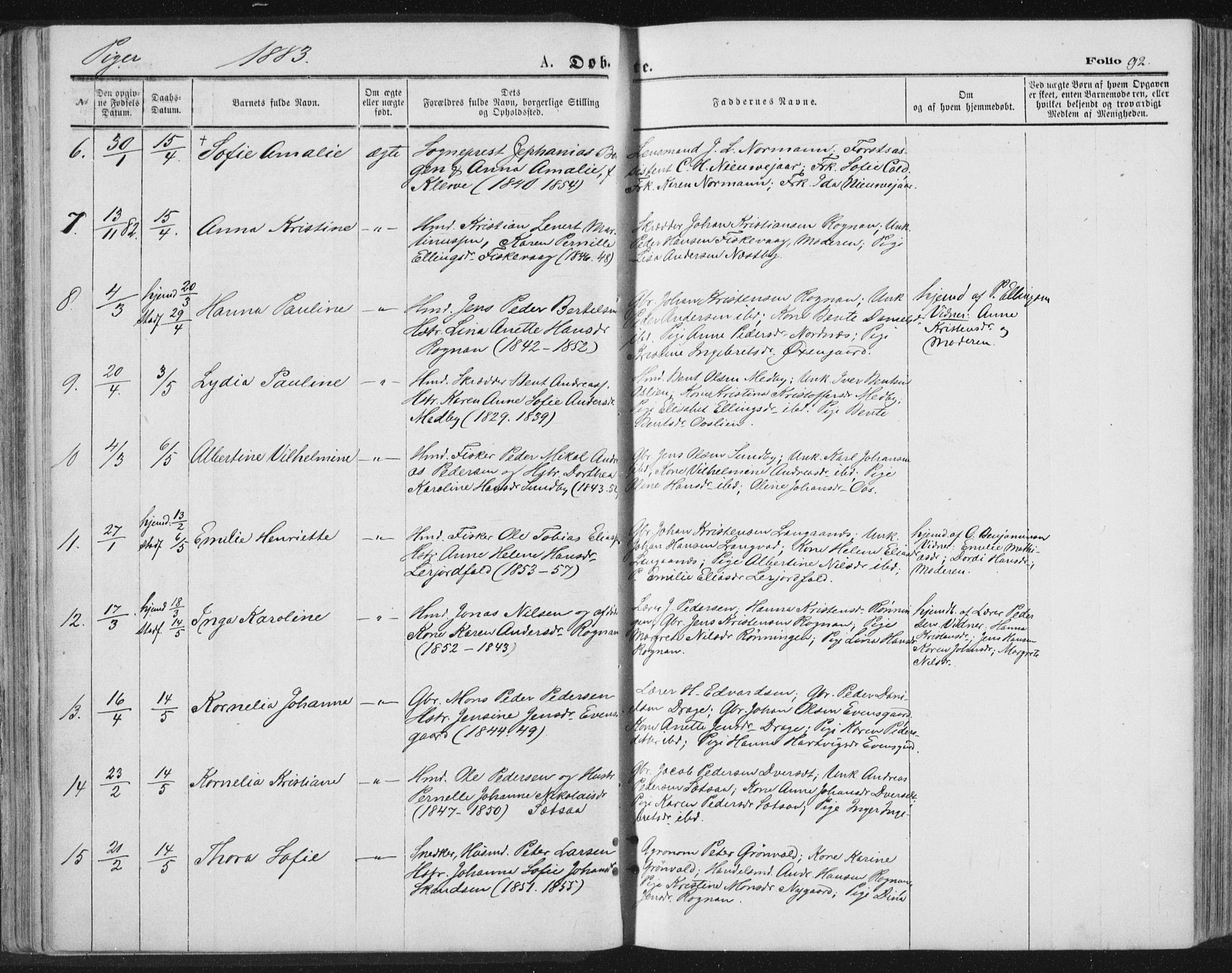 Ministerialprotokoller, klokkerbøker og fødselsregistre - Nordland, SAT/A-1459/847/L0668: Ministerialbok nr. 847A08, 1872-1886, s. 92