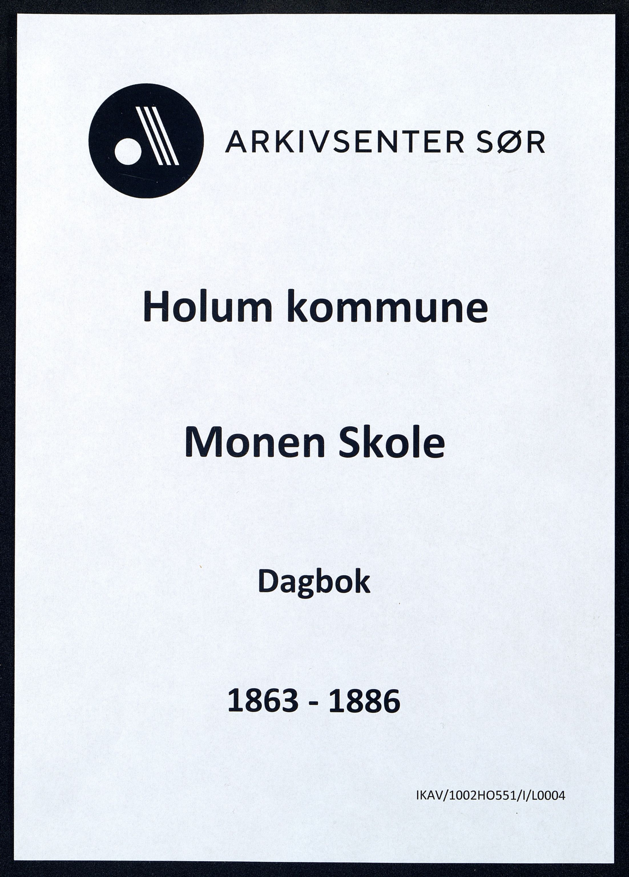 Holum kommune - Monen Skole, ARKSOR/1002HO551/I/L0004: Dagbok (d), 1863-1886