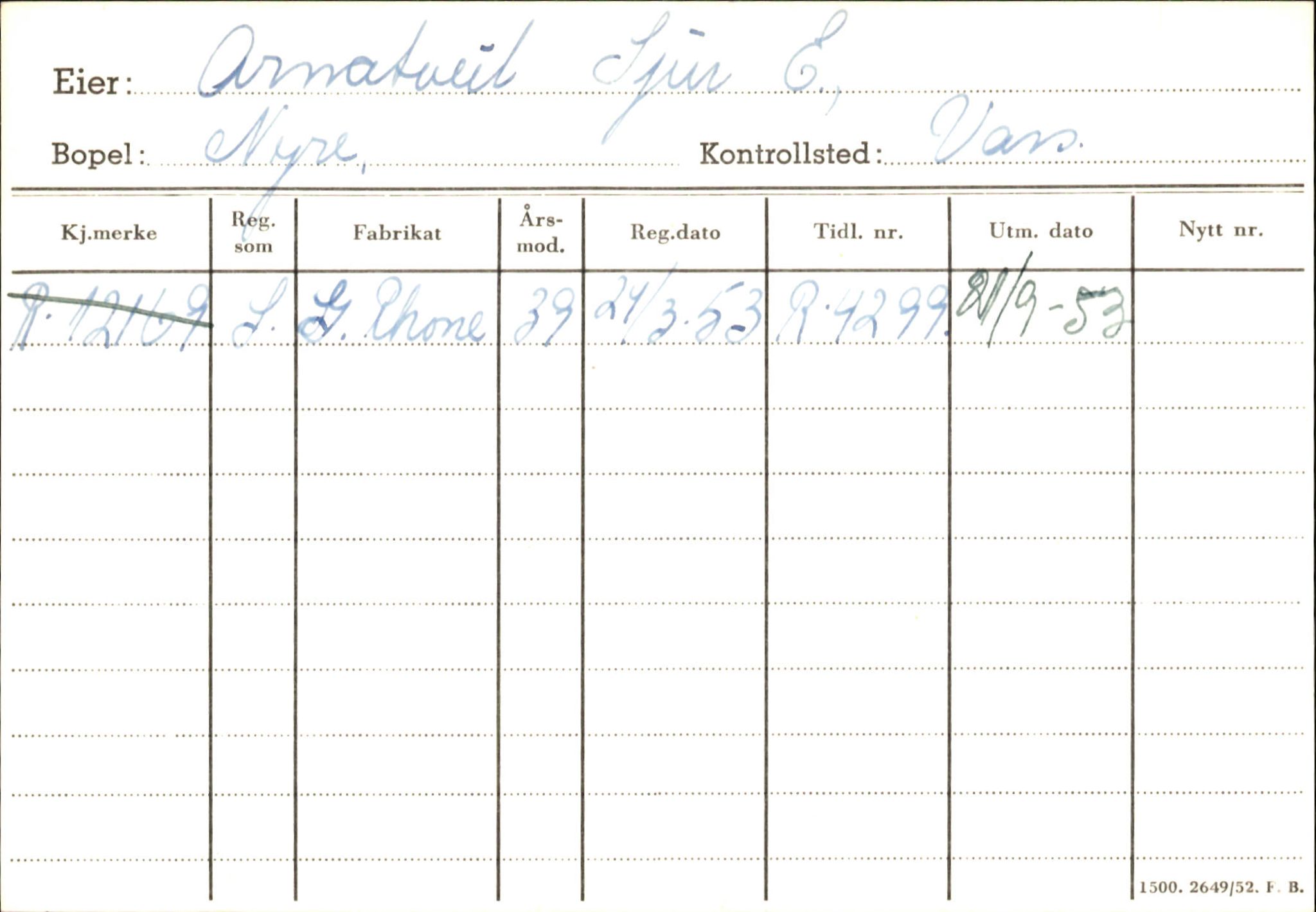 Statens vegvesen, Hordaland vegkontor, AV/SAB-A-5201/2/Ha/L0002: R-eierkort A, 1920-1971, s. 752