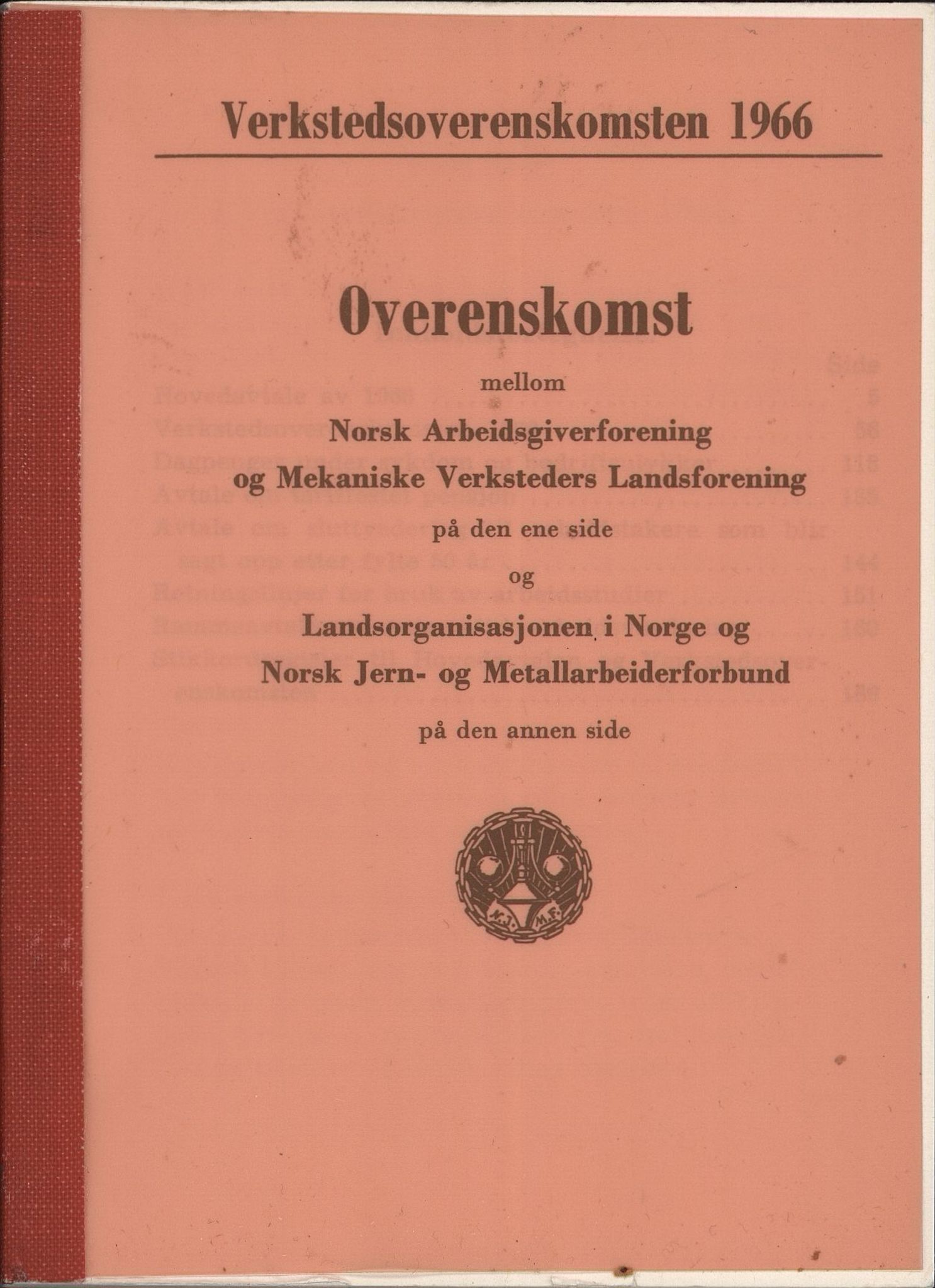 Norsk jern- og metallarbeiderforbund, AAB/ARK-1659/O/L0001/0033: Verkstedsoverenskomsten / Verkstedsoverenskomsten, 1966