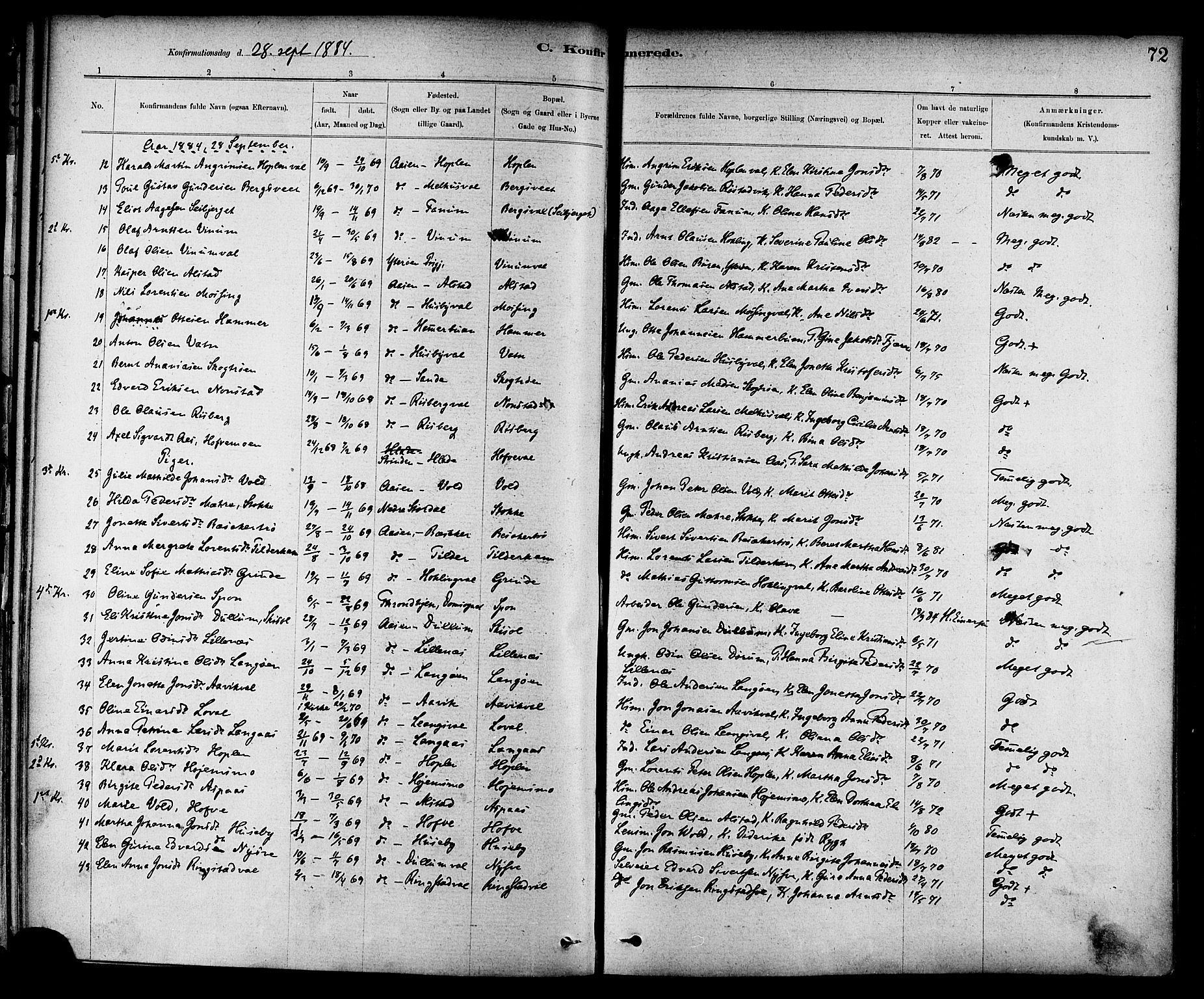Ministerialprotokoller, klokkerbøker og fødselsregistre - Nord-Trøndelag, SAT/A-1458/714/L0130: Ministerialbok nr. 714A01, 1878-1895, s. 72