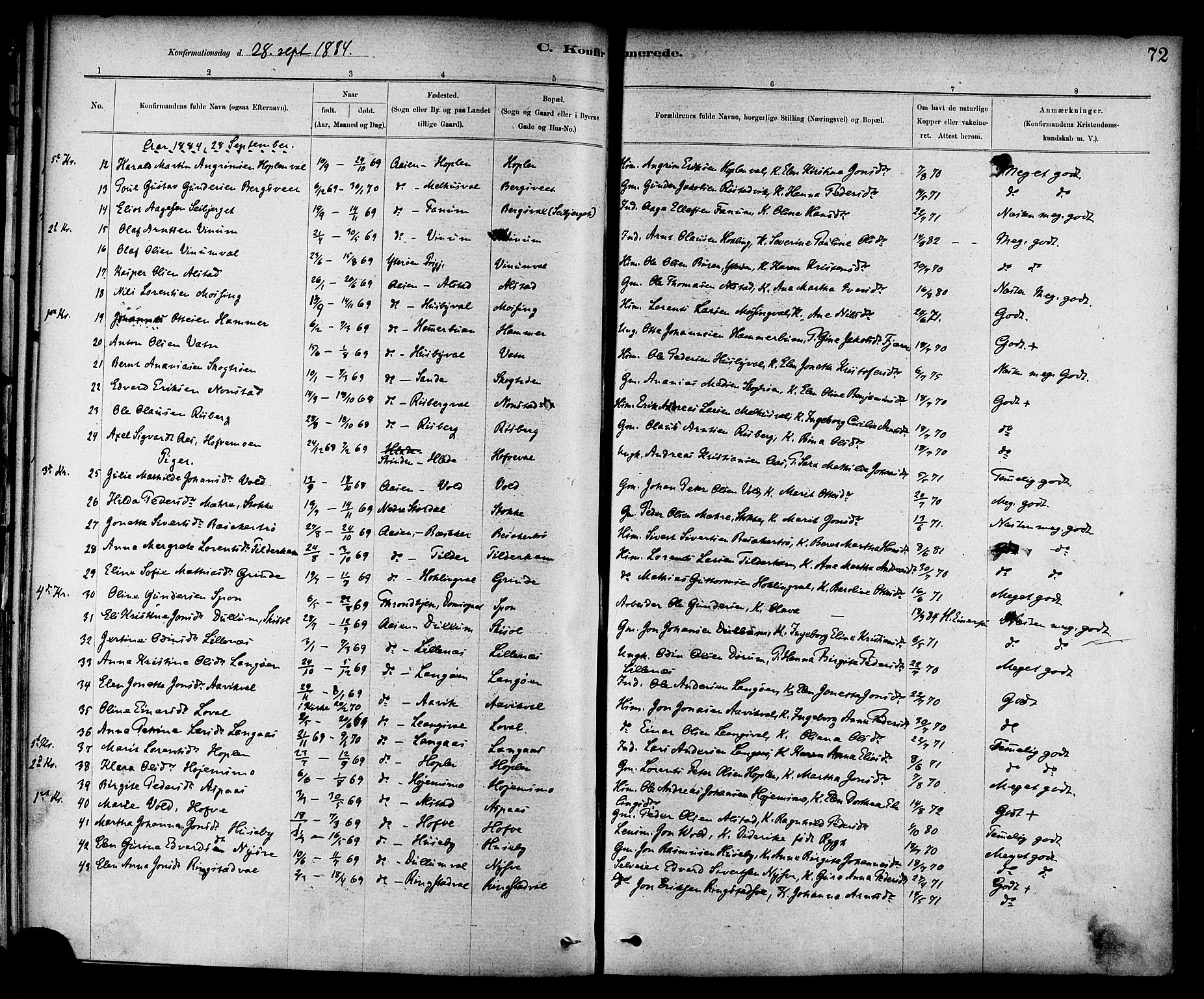 Ministerialprotokoller, klokkerbøker og fødselsregistre - Nord-Trøndelag, AV/SAT-A-1458/714/L0130: Ministerialbok nr. 714A01, 1878-1895, s. 72