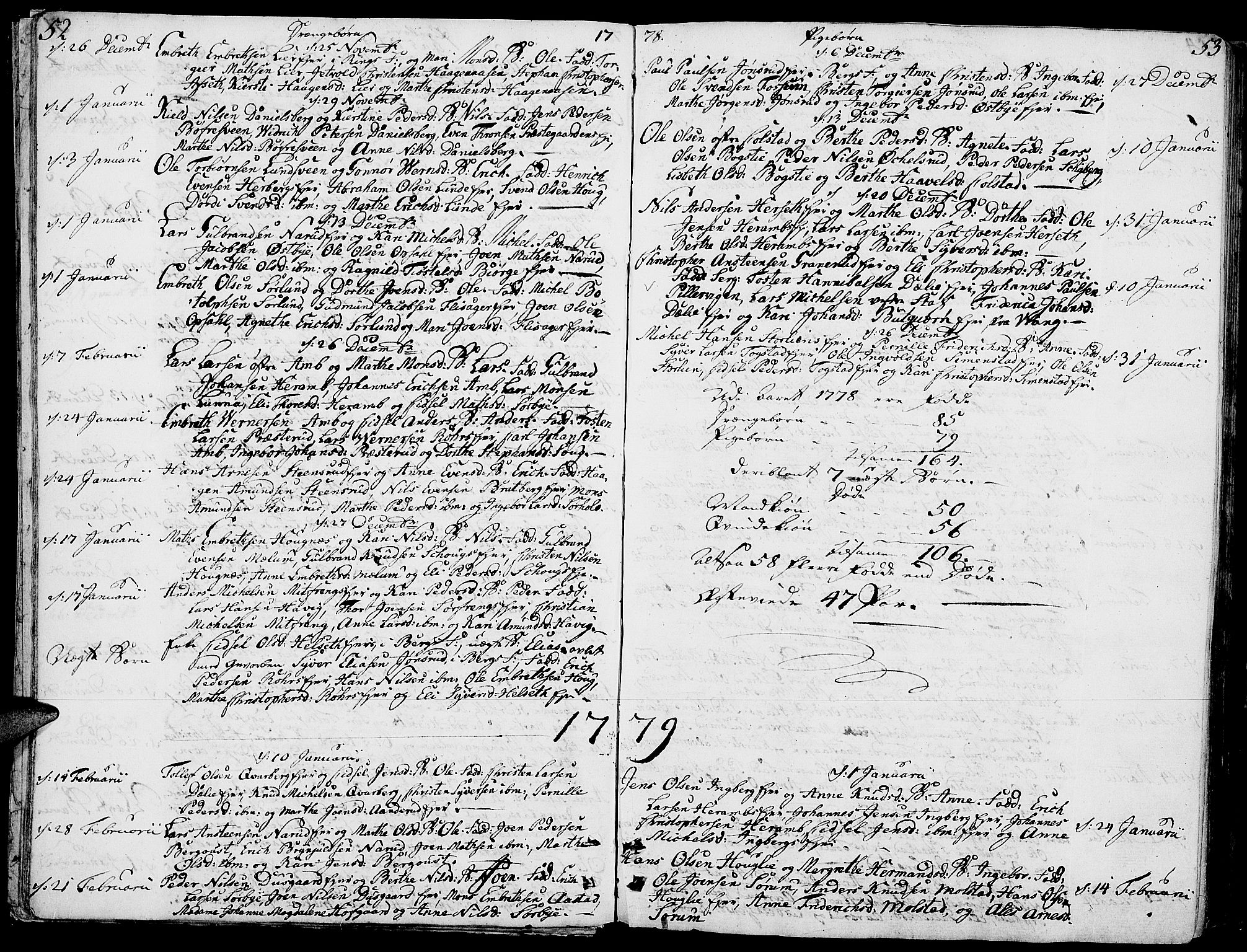 Ringsaker prestekontor, AV/SAH-PREST-014/K/Ka/L0003: Ministerialbok nr. 3, 1775-1798, s. 52-53