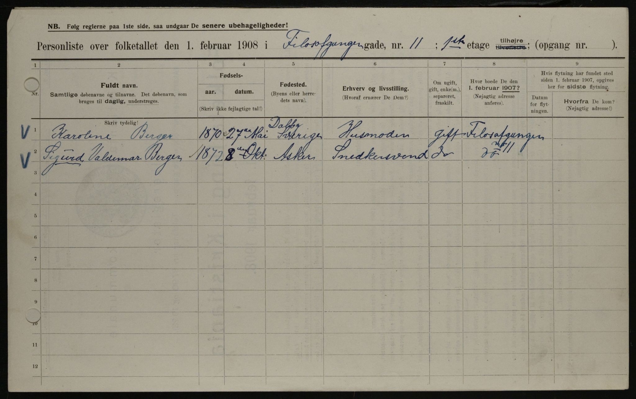 OBA, Kommunal folketelling 1.2.1908 for Kristiania kjøpstad, 1908, s. 21955