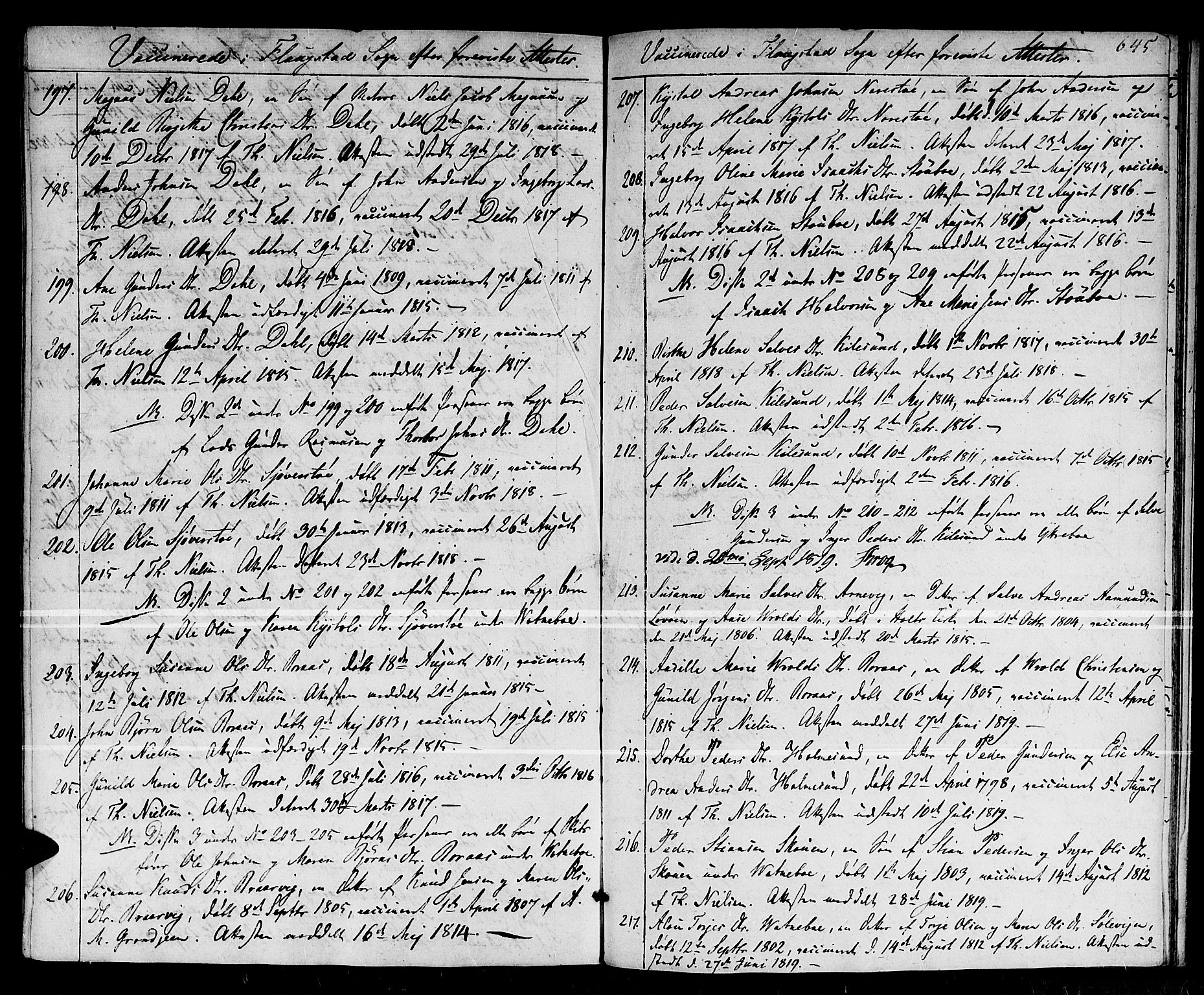 Dypvåg sokneprestkontor, AV/SAK-1111-0007/F/Fa/Faa/L0002: Ministerialbok nr. A 2 /2, 1813-1824, s. 645