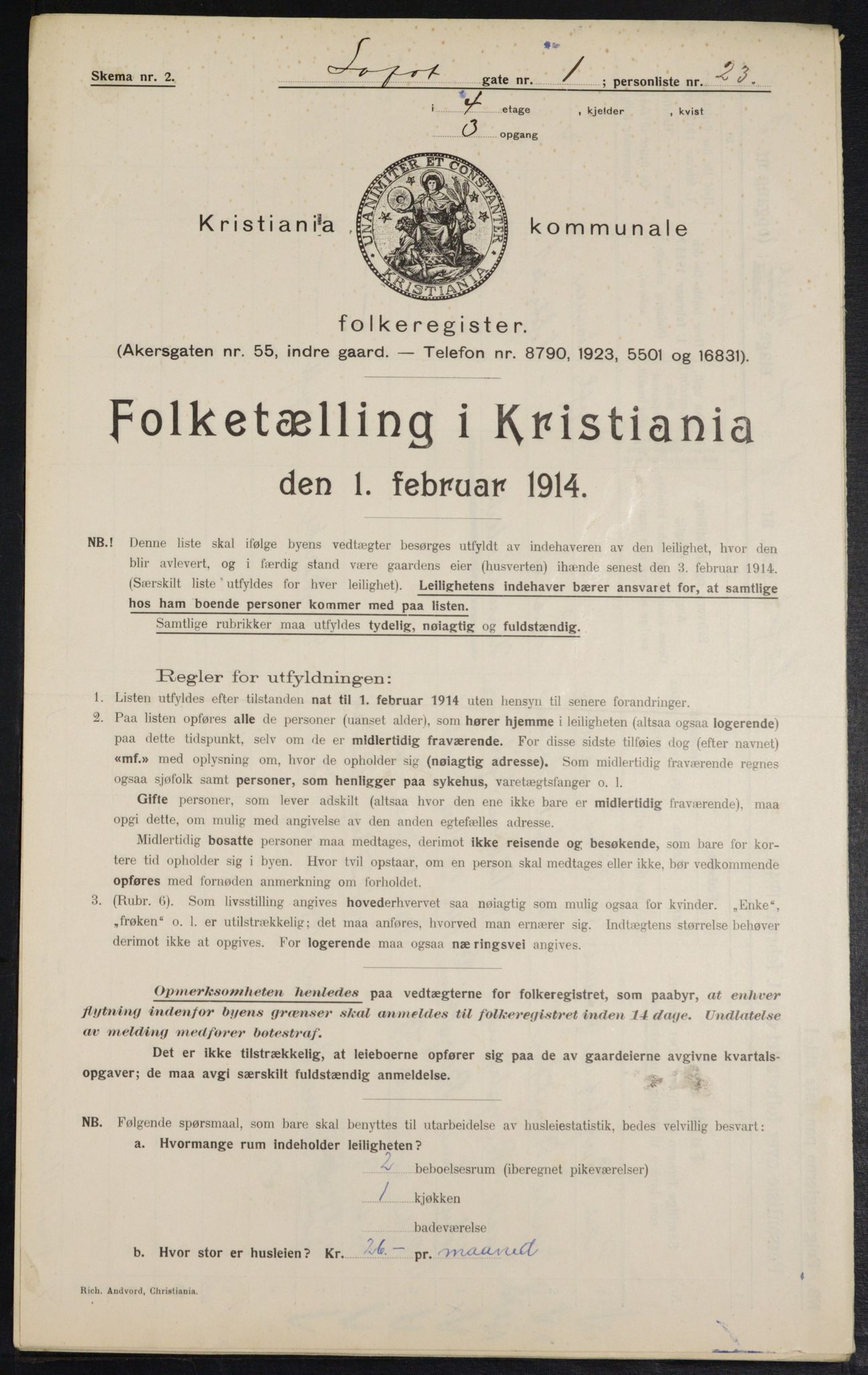 OBA, Kommunal folketelling 1.2.1914 for Kristiania, 1914, s. 58284