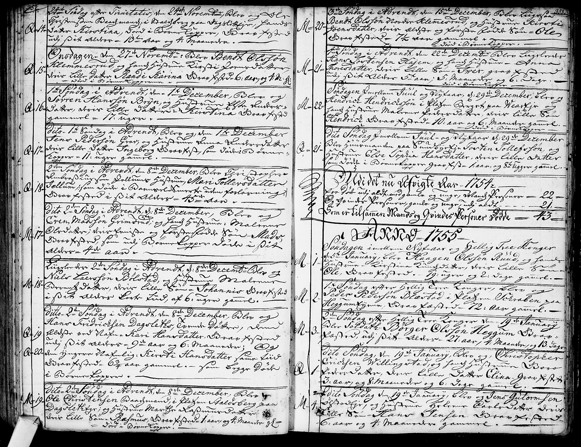 Røyken kirkebøker, AV/SAKO-A-241/G/Ga/L0001: Klokkerbok nr. 1, 1740-1768, s. 352-353