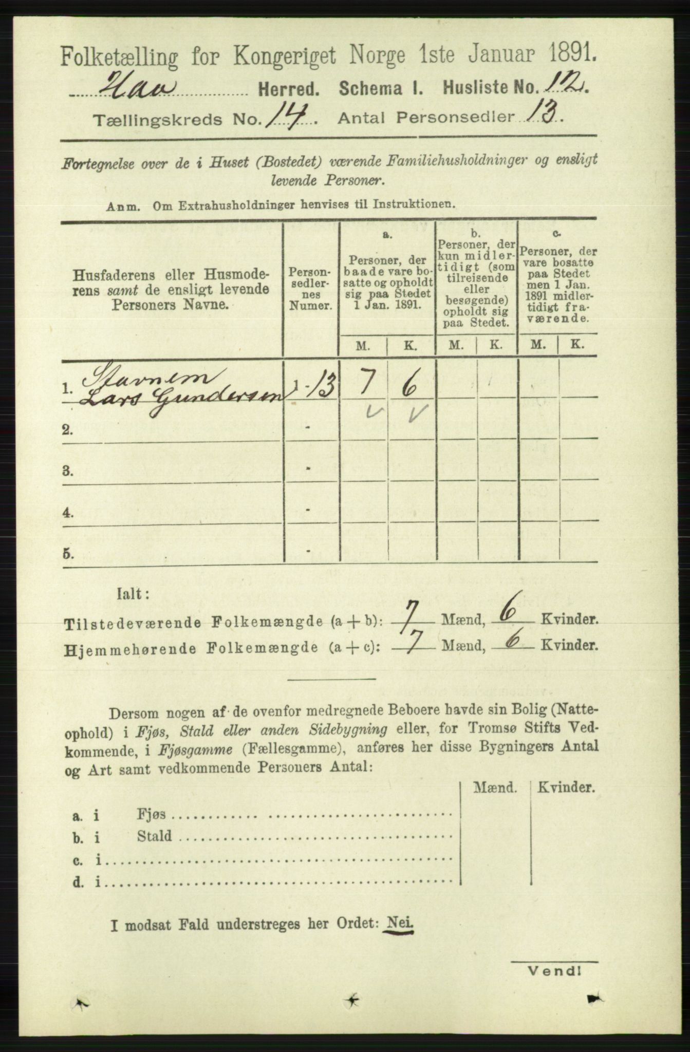 RA, Folketelling 1891 for 1119 Hå herred, 1891, s. 3332