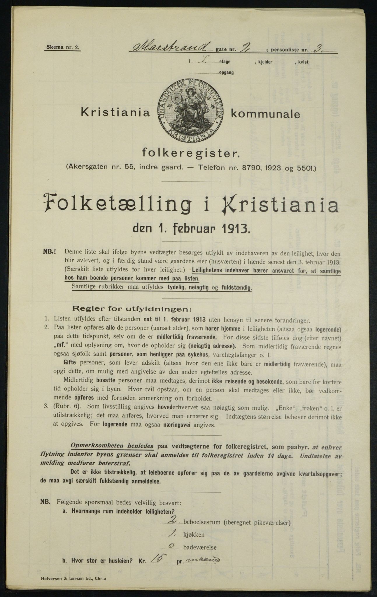 OBA, Kommunal folketelling 1.2.1913 for Kristiania, 1913, s. 64511