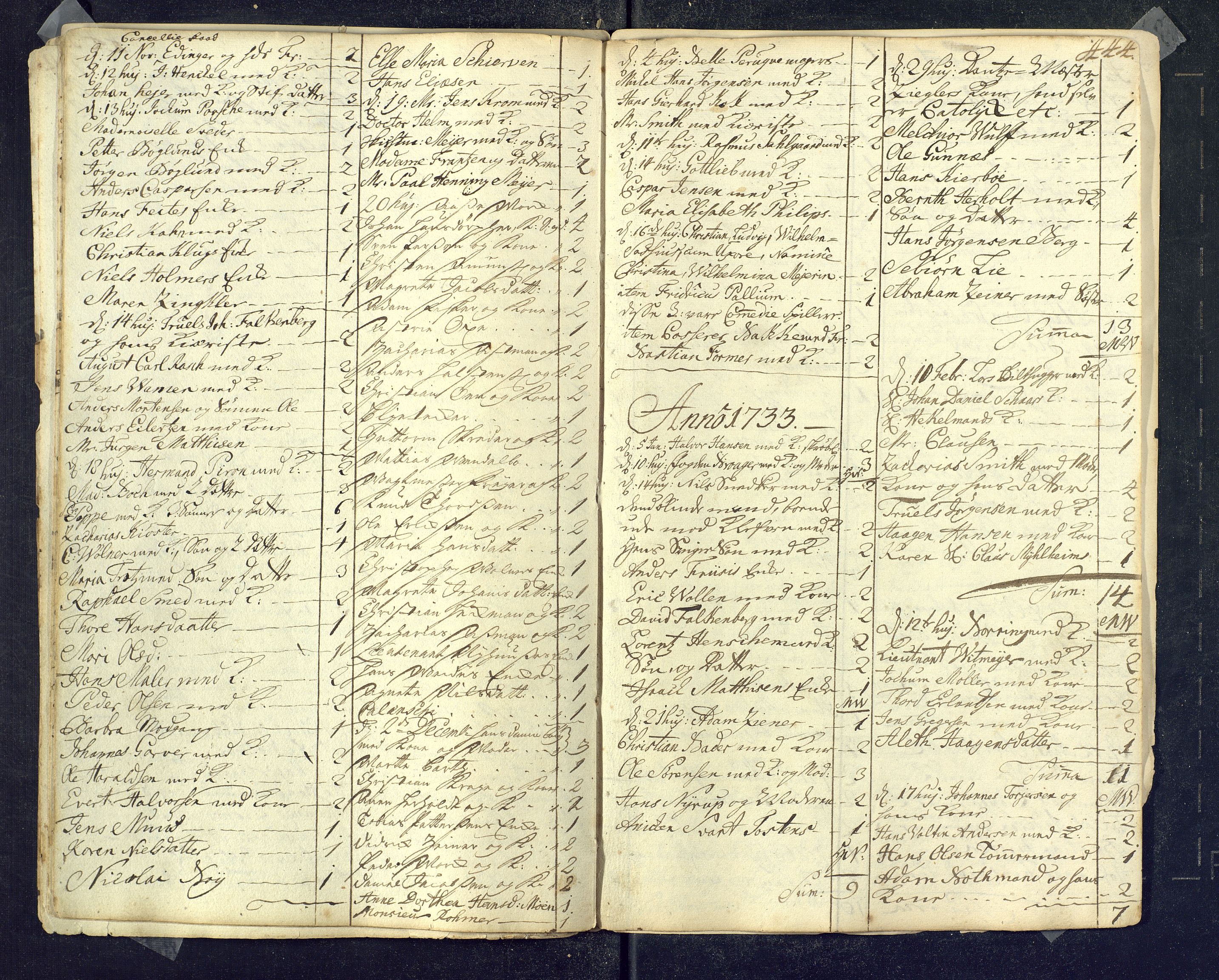 Kongsberg kirkebøker, AV/SAKO-A-22/M/Ma/L0001: Kommunikantprotokoll nr. 1, 1731-1739, s. 444