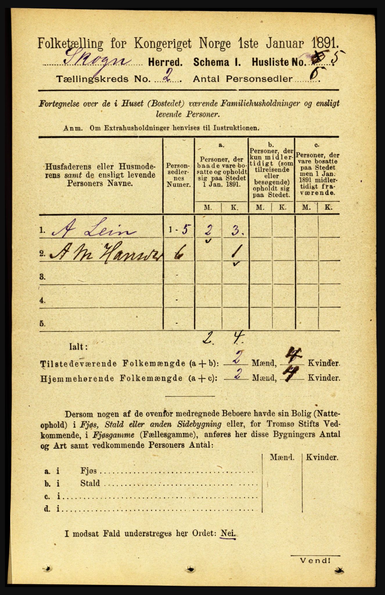 RA, Folketelling 1891 for 1719 Skogn herred, 1891, s. 871