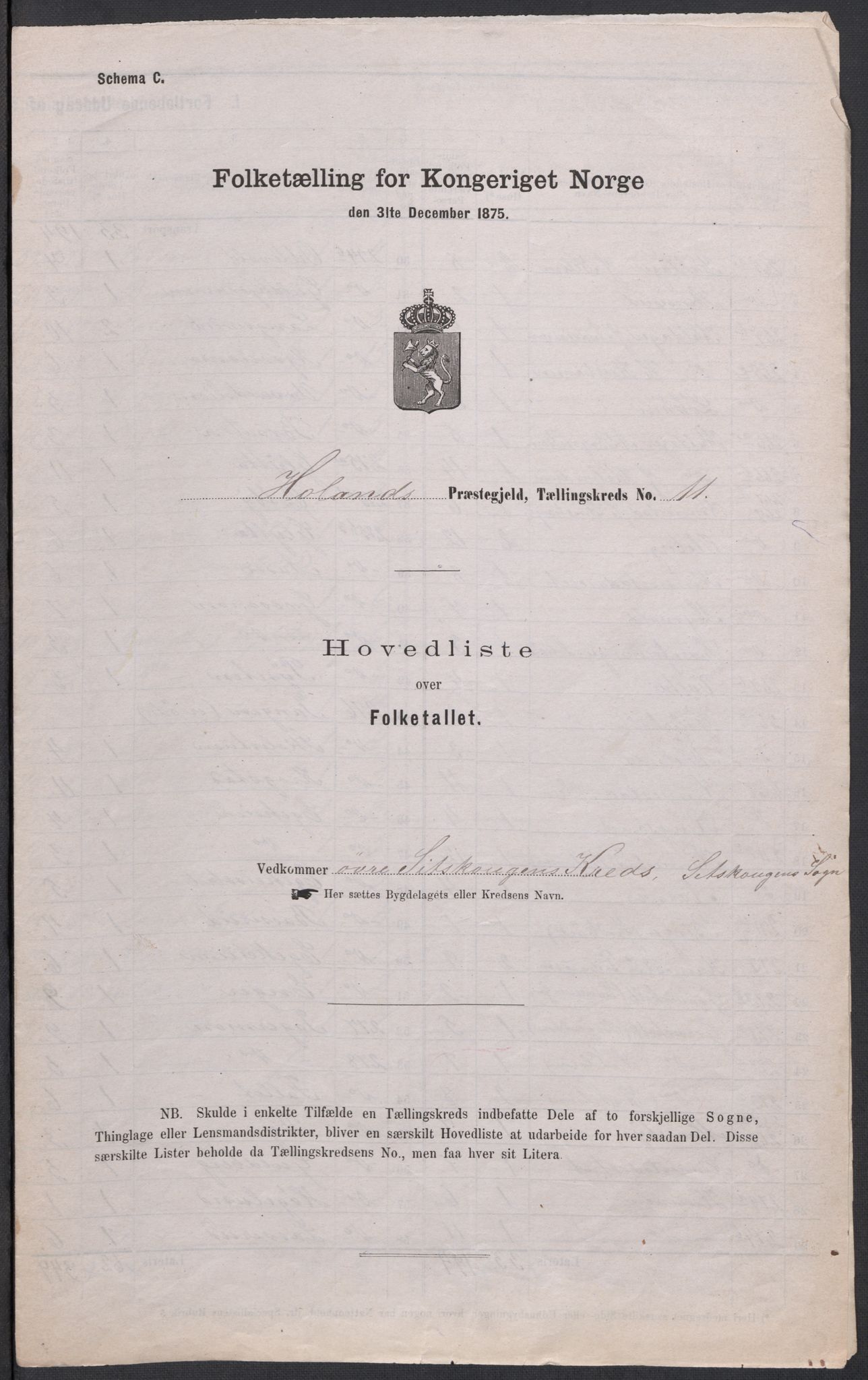 RA, Folketelling 1875 for 0221P Høland prestegjeld, 1875, s. 46