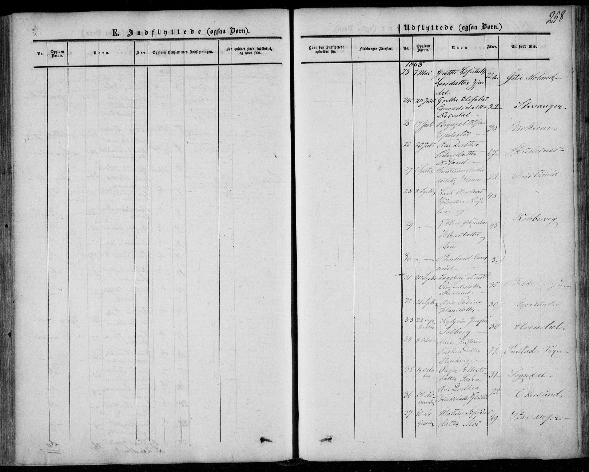 Lund sokneprestkontor, AV/SAST-A-101809/S06/L0009: Ministerialbok nr. A 8, 1853-1877, s. 258