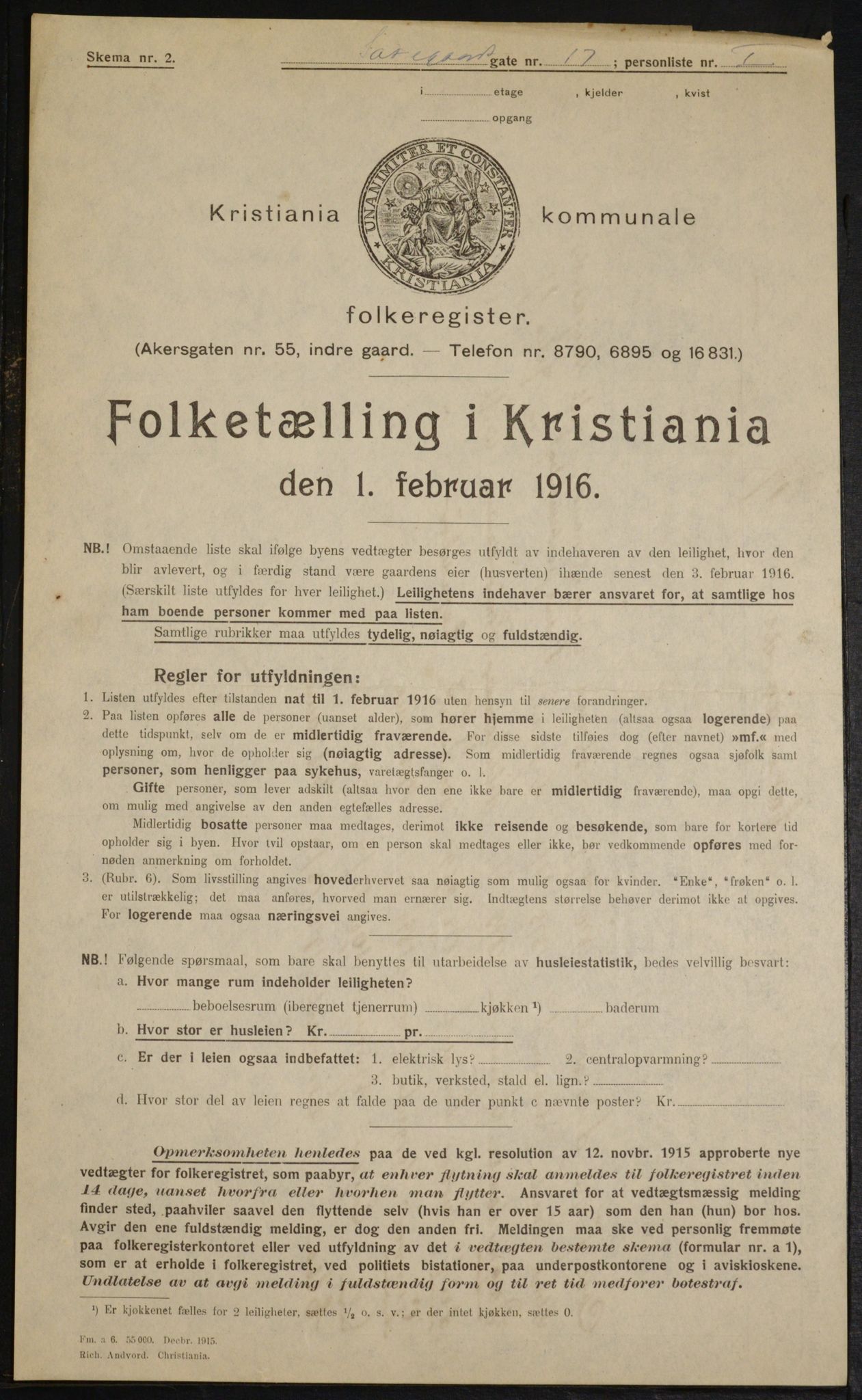 OBA, Kommunal folketelling 1.2.1916 for Kristiania, 1916, s. 91562