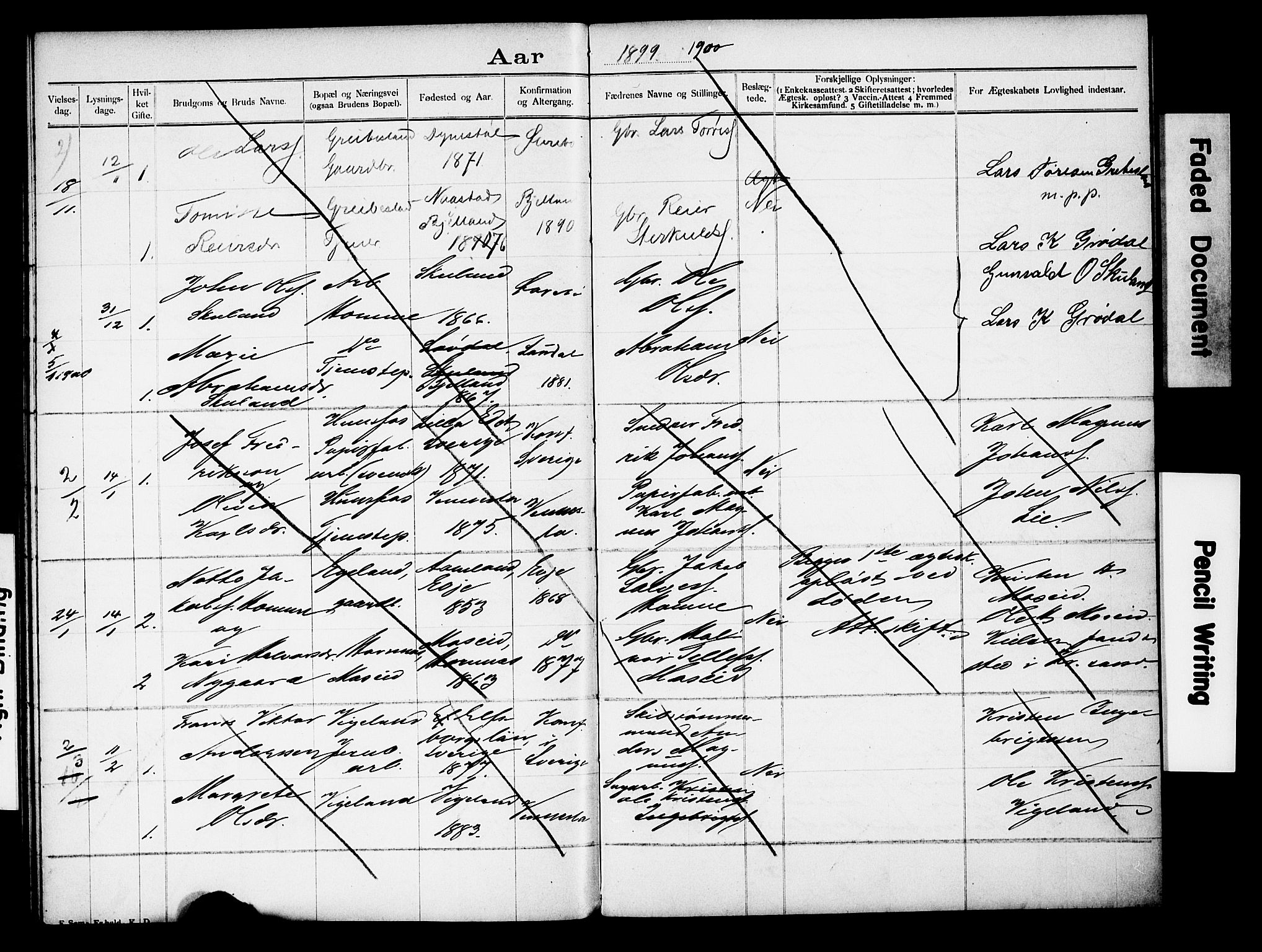 Vennesla sokneprestkontor, AV/SAK-1111-0045/J/L0032/0004: Lysningsprotokoll nr. II 5 2, 1892-1917, s. 32