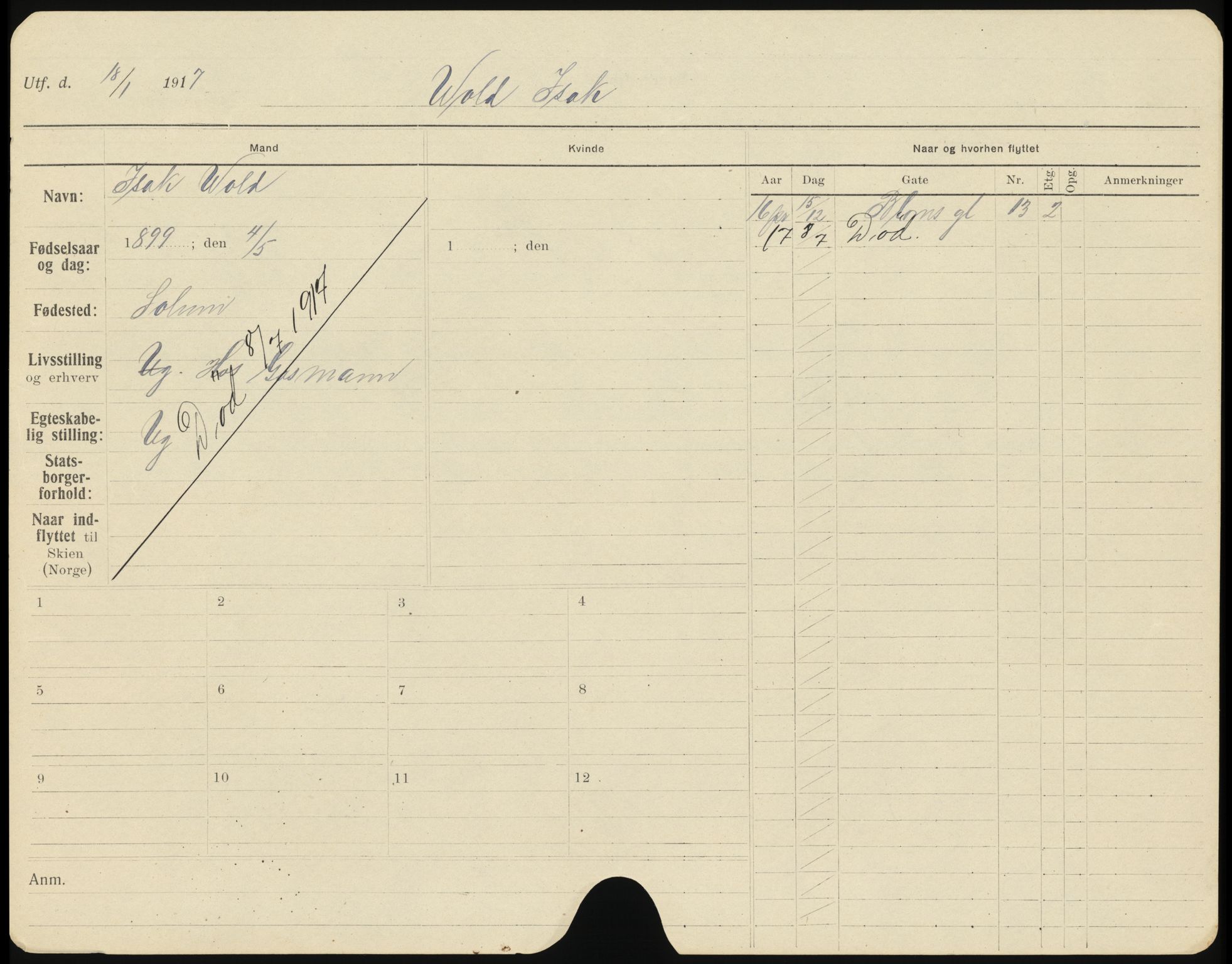 Skien folkeregister, SAKO/A-425/H/Ha/L0001: Døde, 1916-1929, s. 125