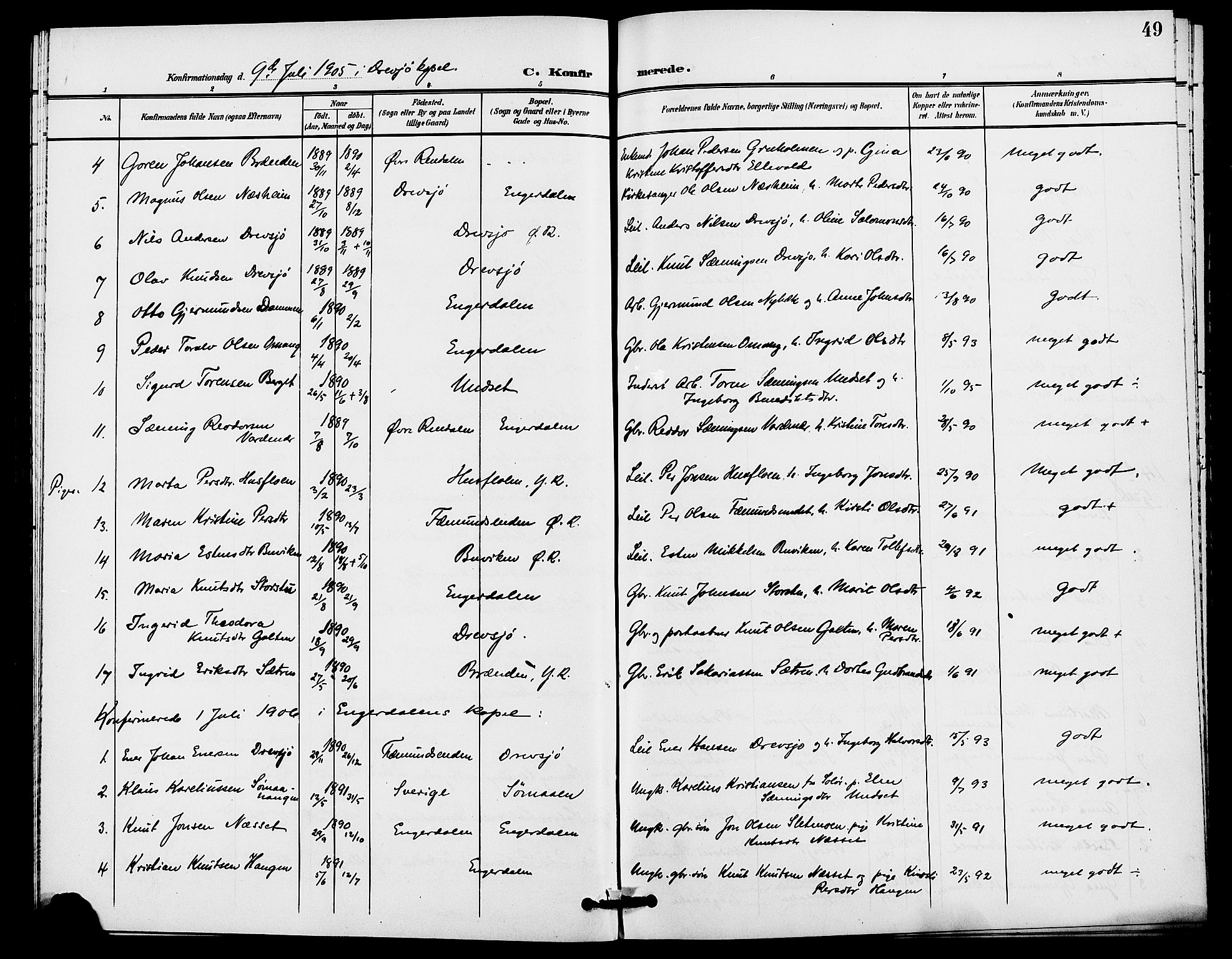 Rendalen prestekontor, AV/SAH-PREST-054/H/Ha/Haa/L0008: Ministerialbok nr. 8, 1898-1910, s. 49