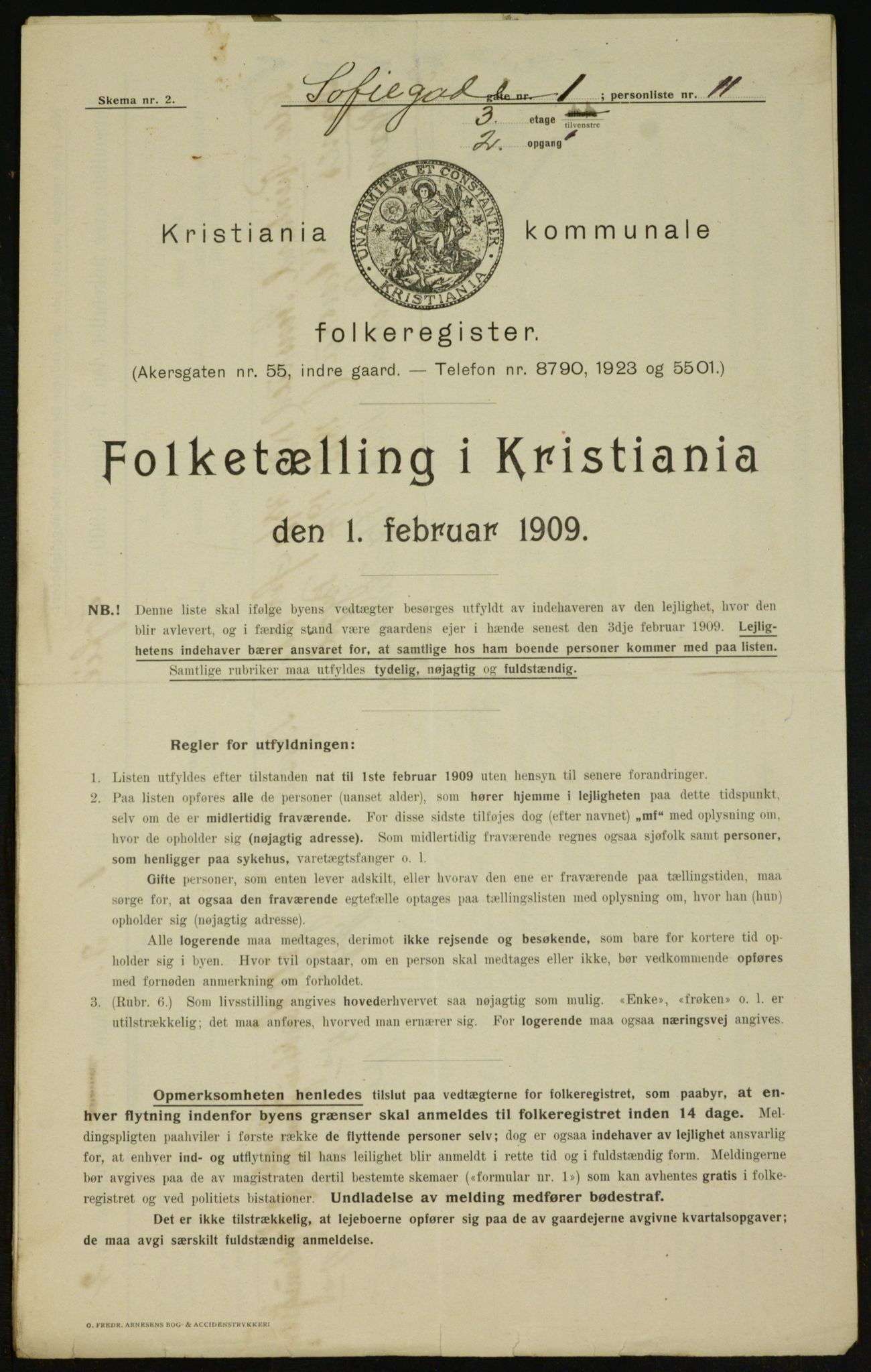 OBA, Kommunal folketelling 1.2.1909 for Kristiania kjøpstad, 1909, s. 89471