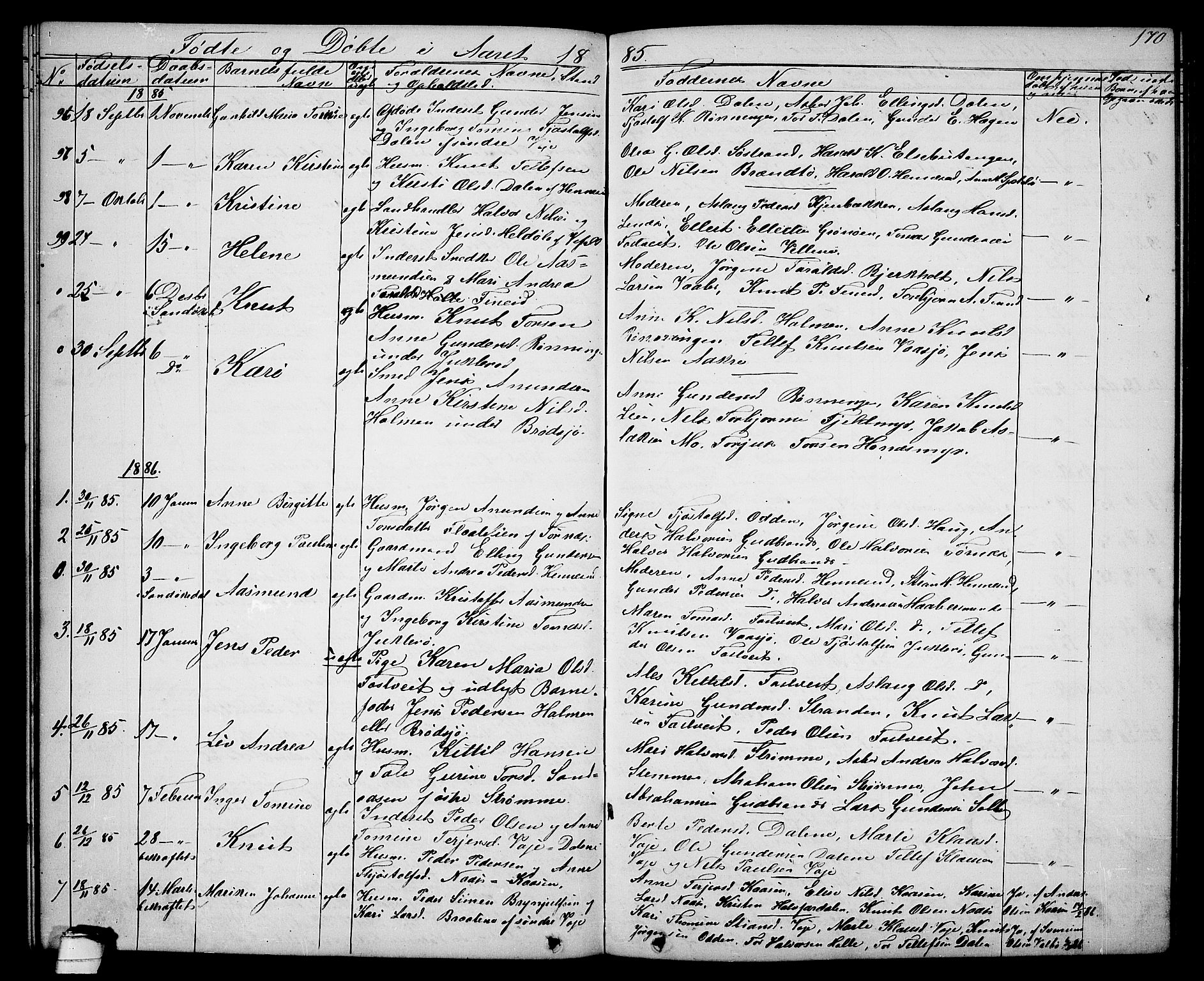 Drangedal kirkebøker, AV/SAKO-A-258/G/Ga/L0002: Klokkerbok nr. I 2, 1856-1887, s. 170