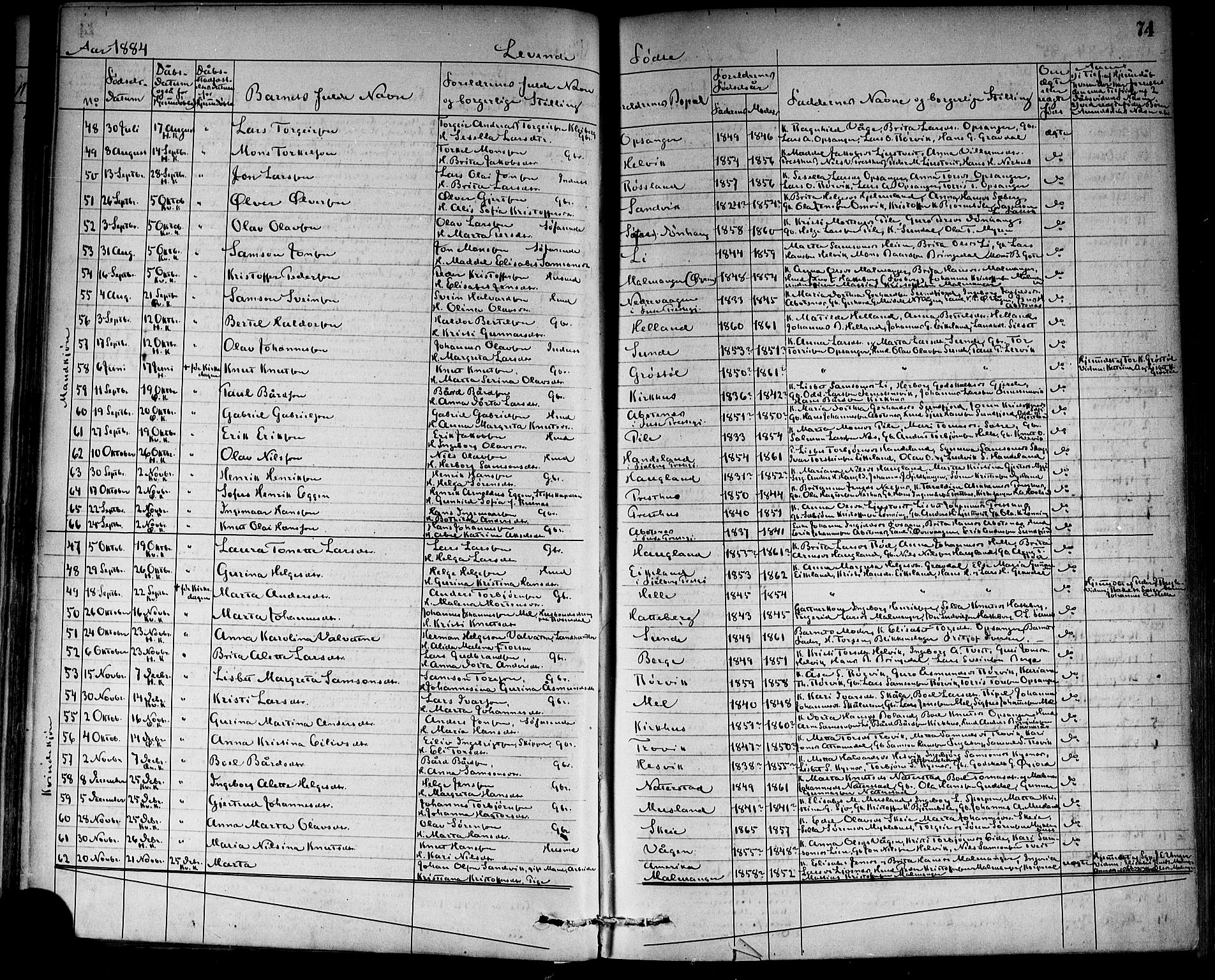 Kvinnherad sokneprestembete, AV/SAB-A-76401/H/Haa: Ministerialbok nr. A 9, 1873-1886, s. 74